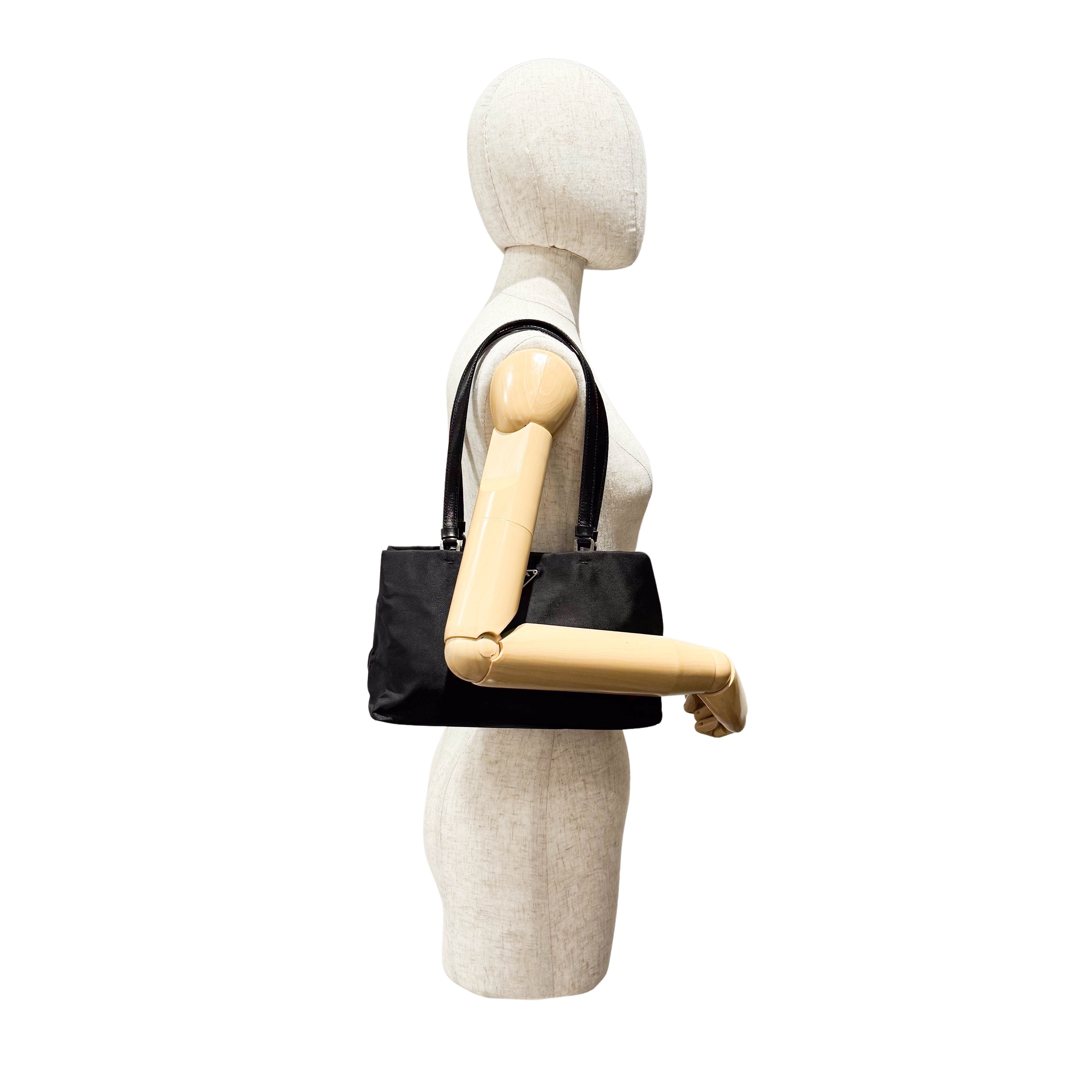 Tessuto Black Nylon Shoulder Bag