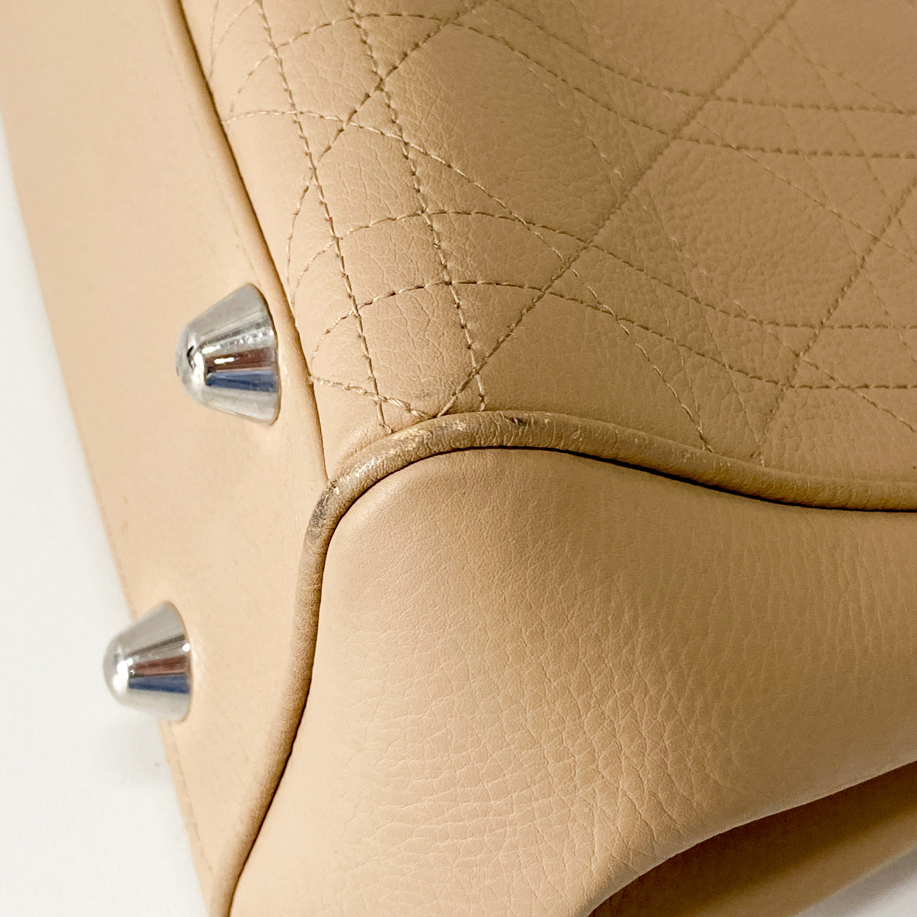 Beige Leather Handle Bag