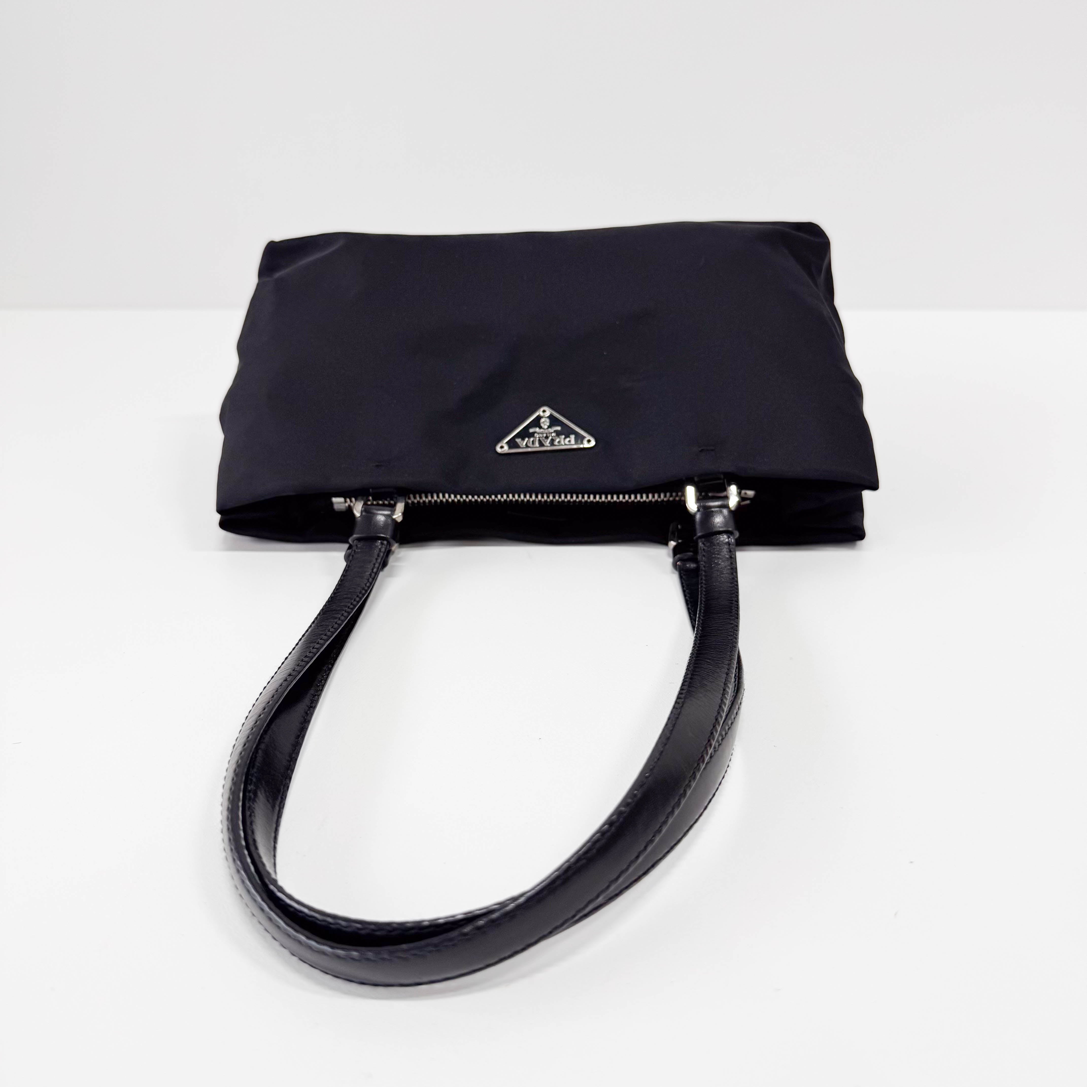Tessuto Black Nylon Shoulder Bag