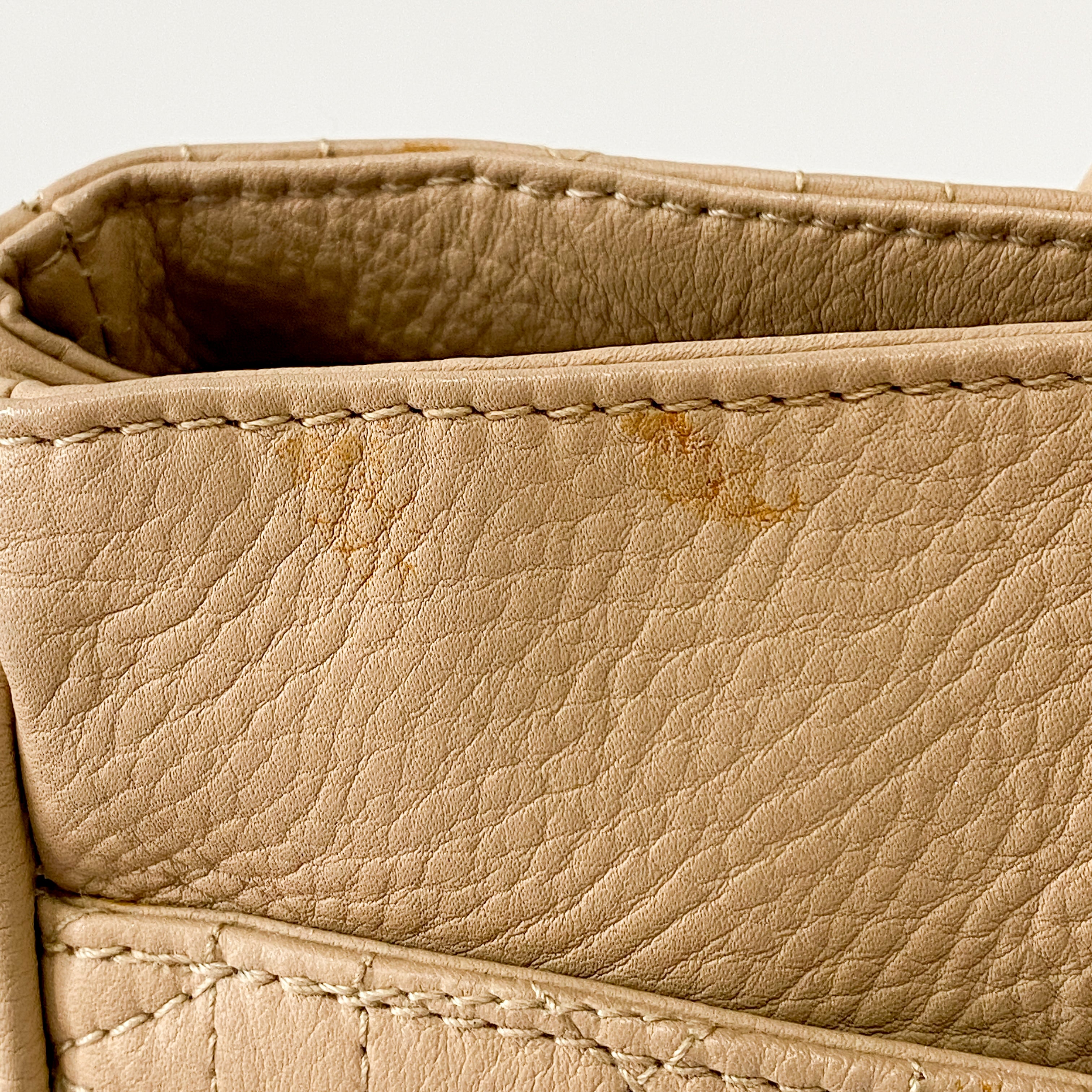 Beige Leather Handle Bag