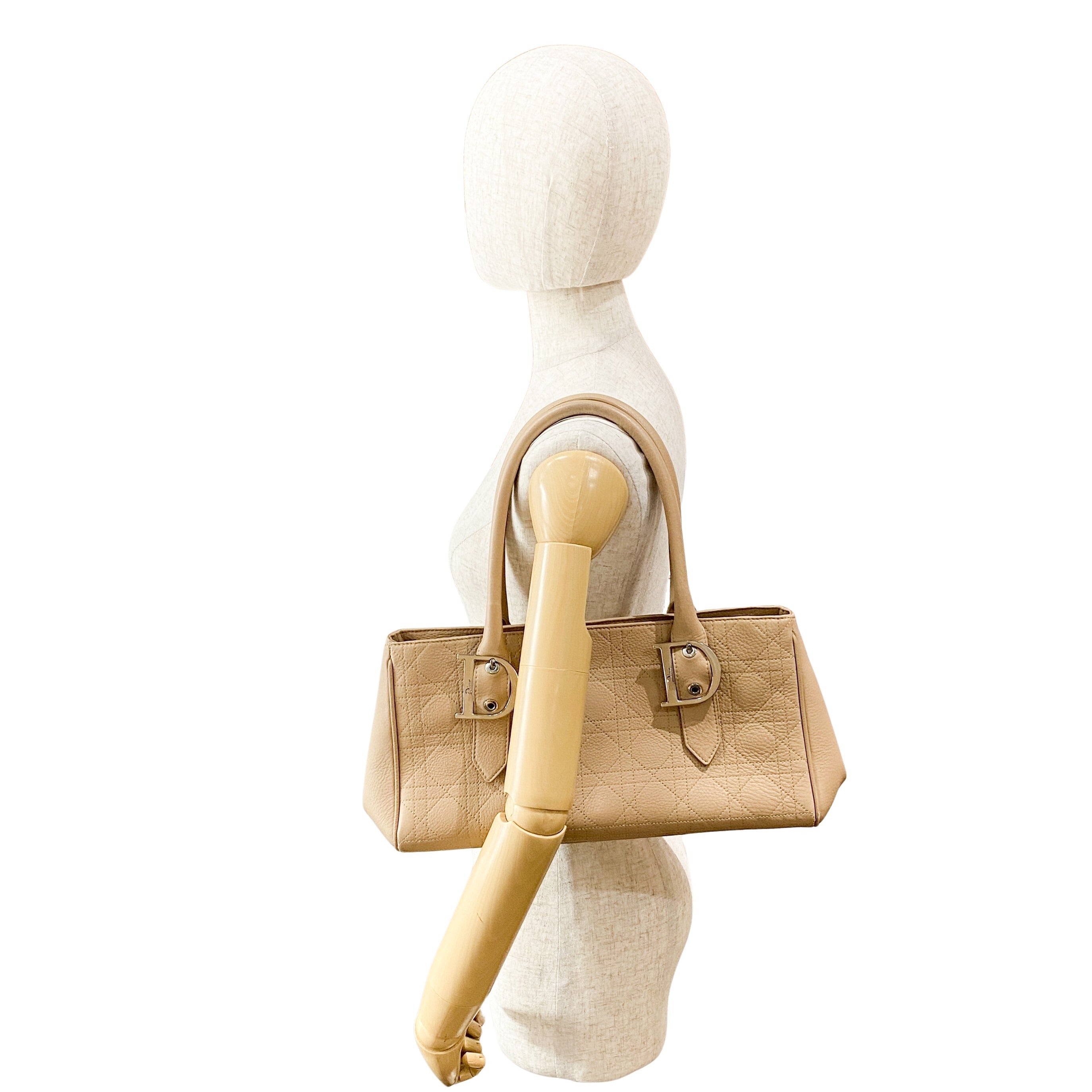 Beige Leather Handle Bag