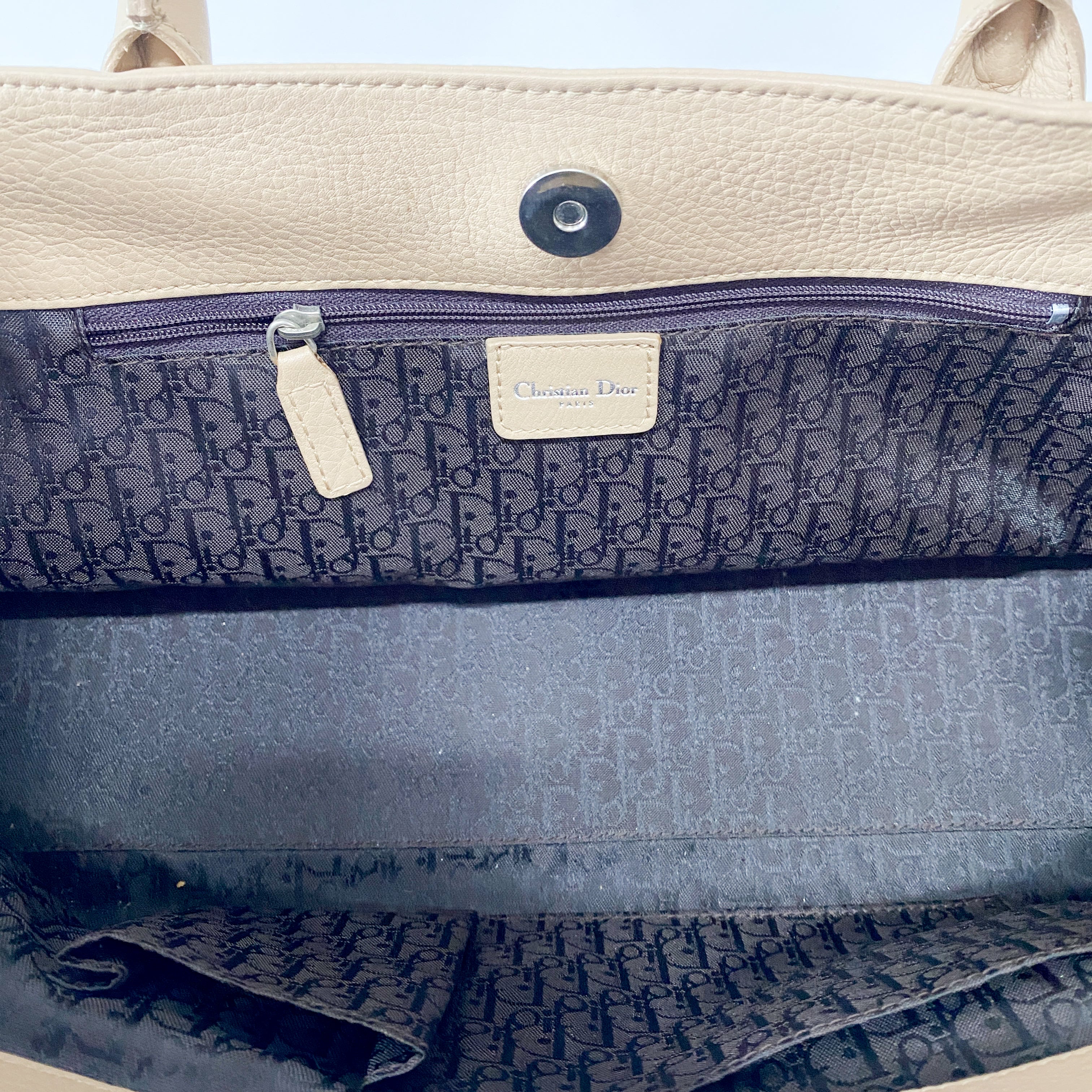 Beige Leather Handle Bag