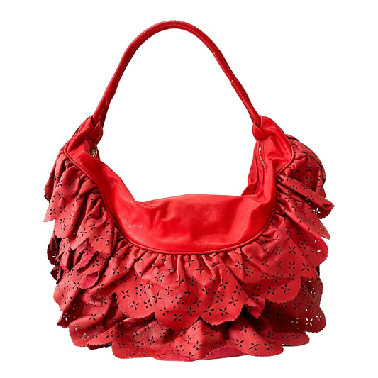 Red Frill Laser Cut Tote Bag