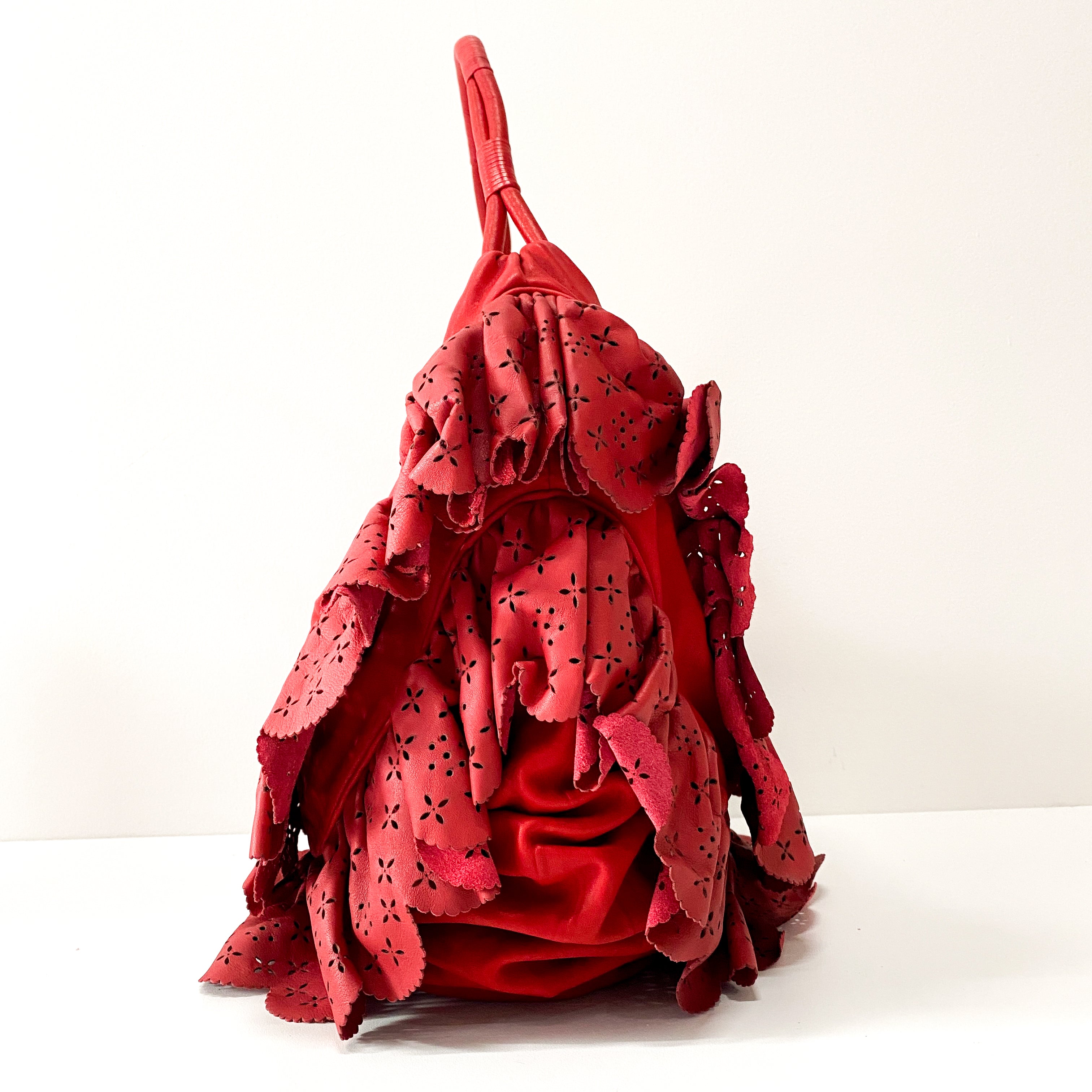 Red Frill Laser Cut Tote Bag