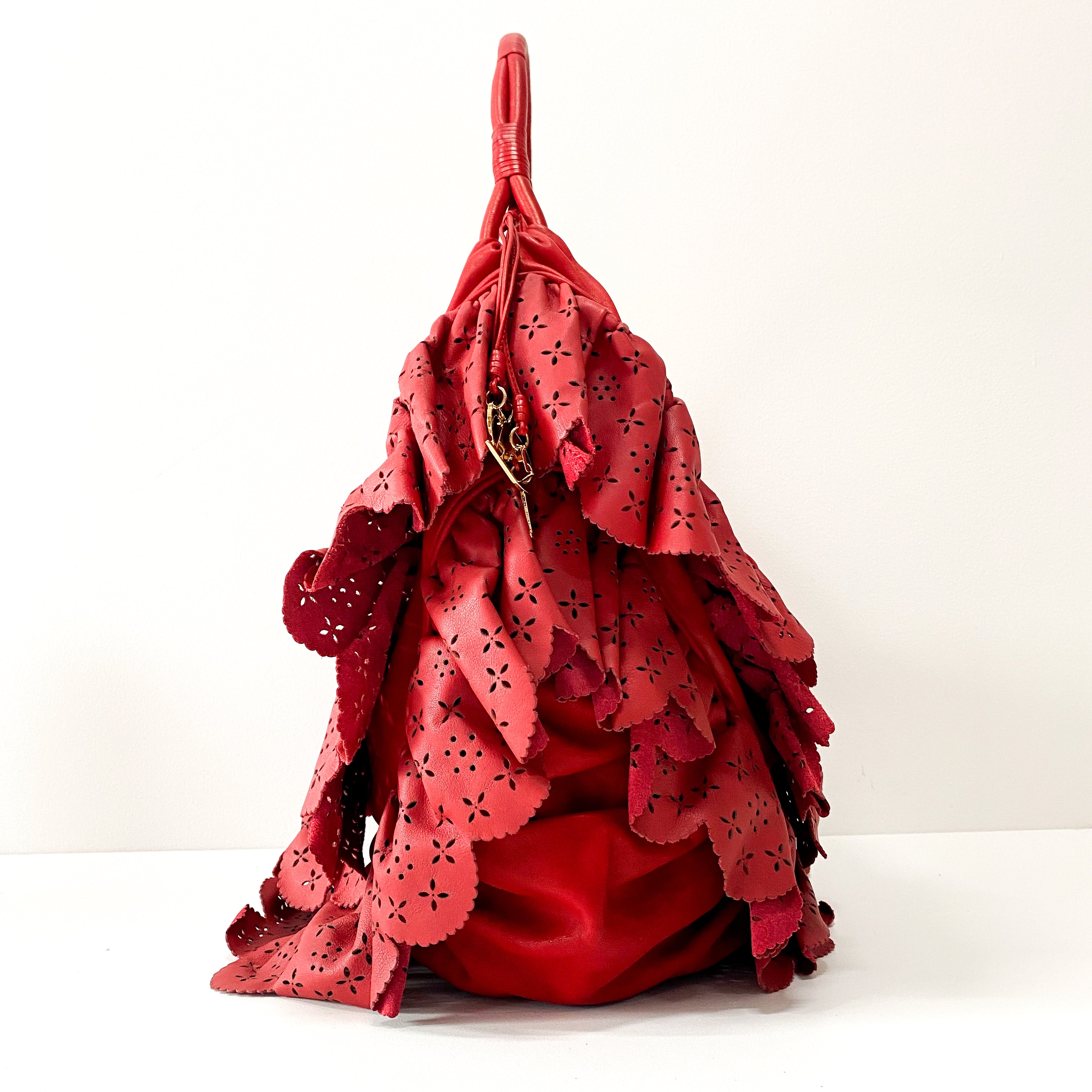 Red Frill Laser Cut Tote Bag