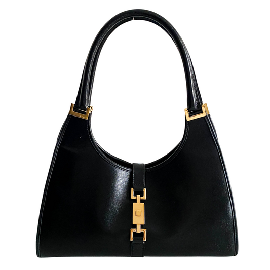 Jackie Black Leather Shoulder Bag