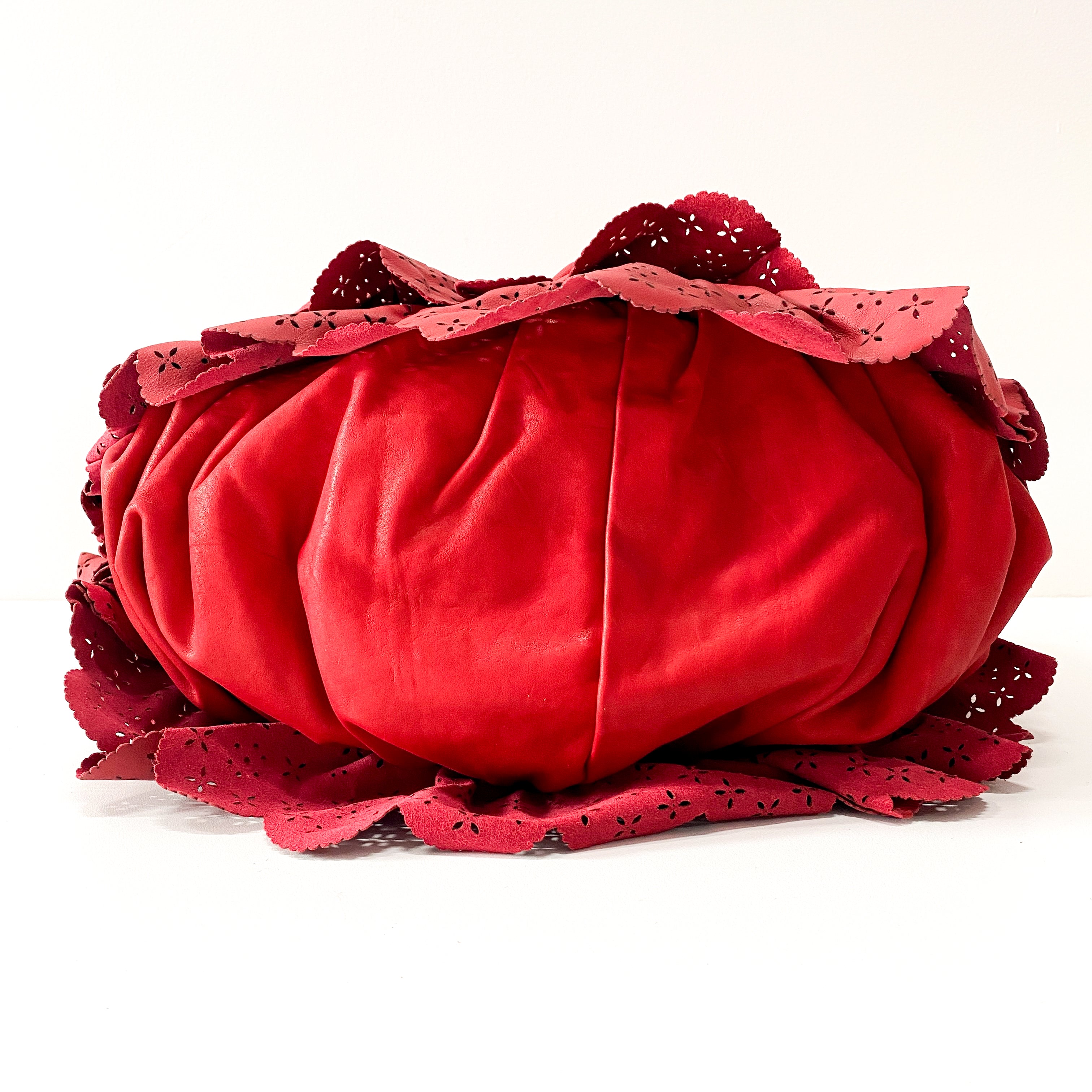 Red Frill Laser Cut Tote Bag