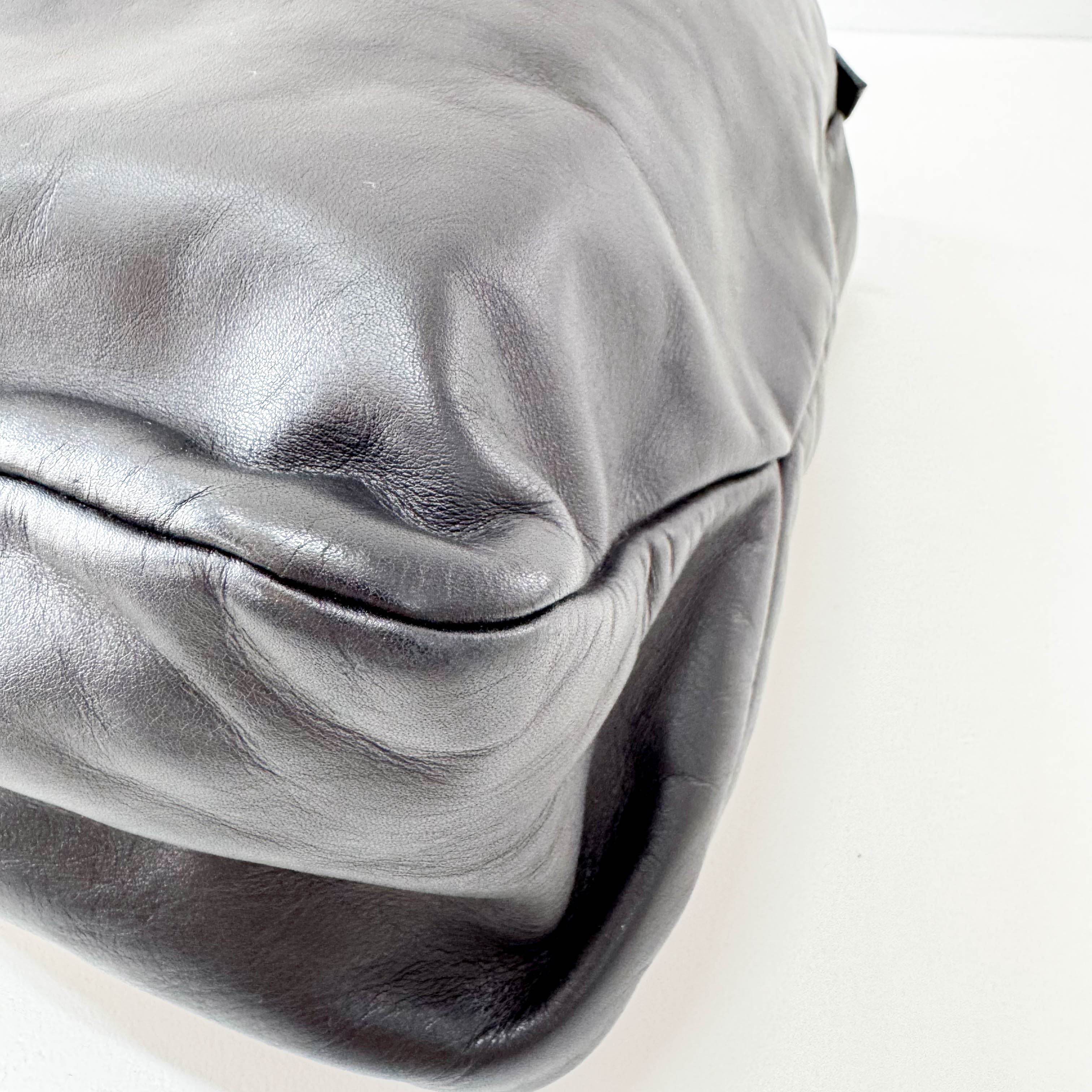 Horsebit Black Leather Hobo Shoulder Bag