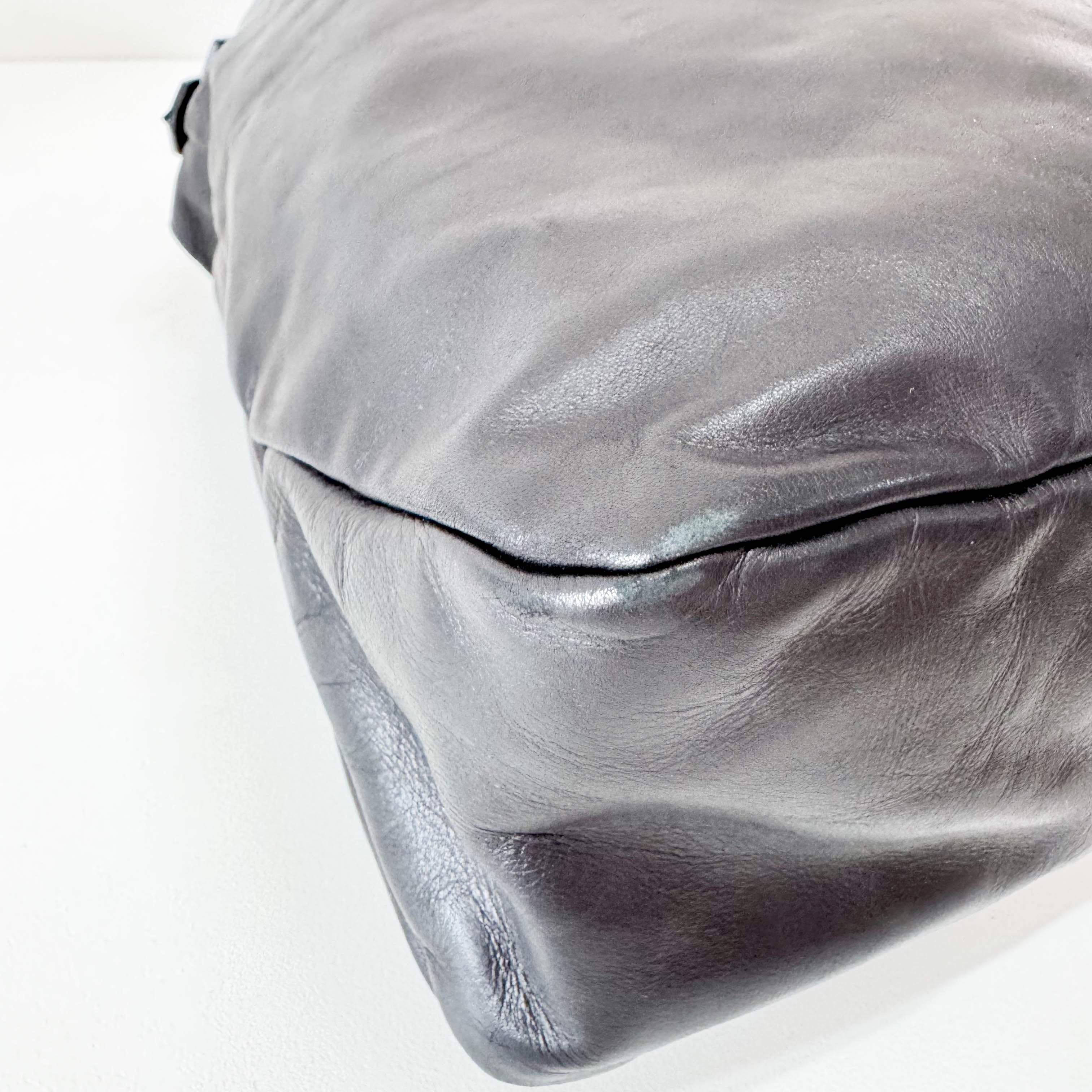 Horsebit Black Leather Hobo Shoulder Bag