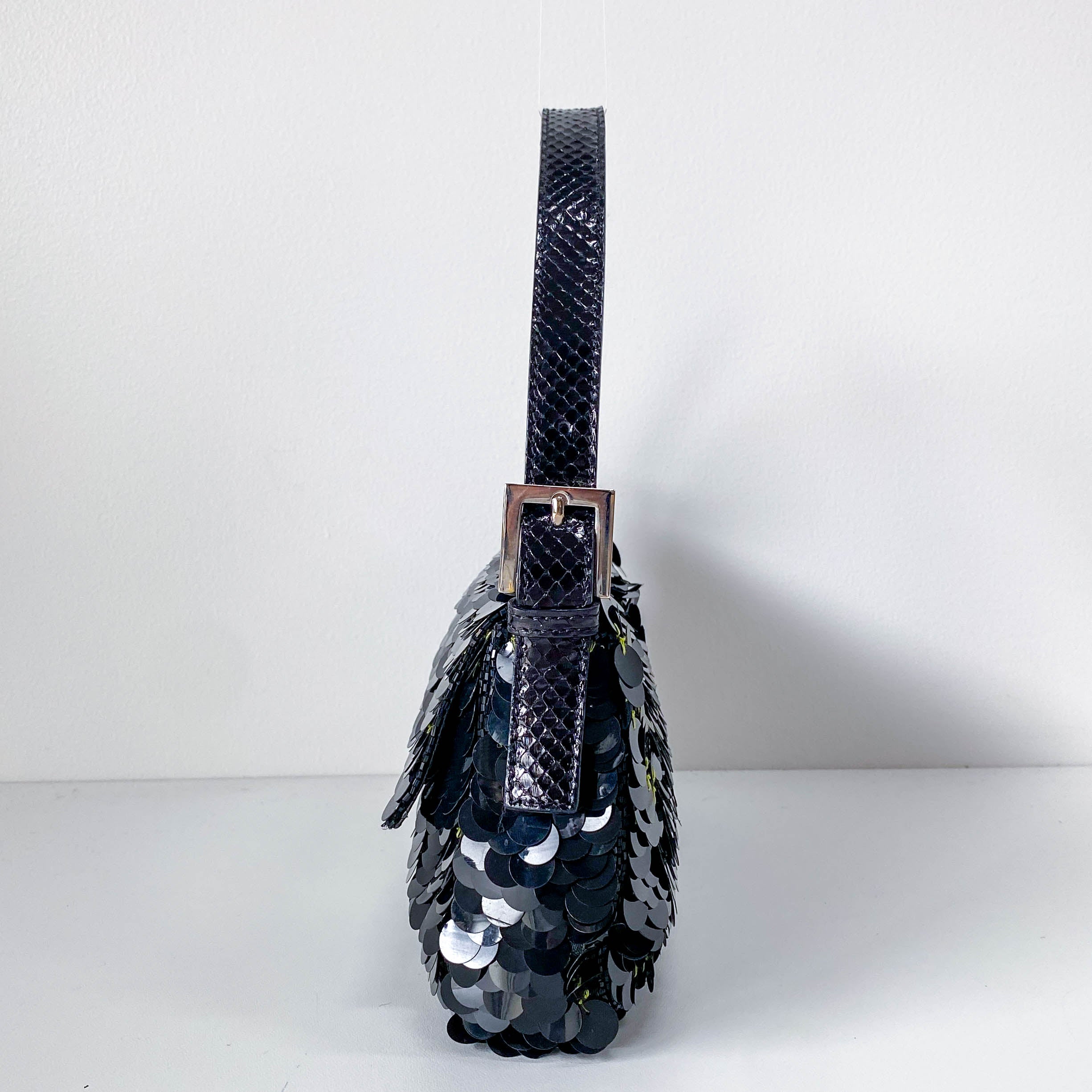Baguette Black Sequin Shoulder Bag