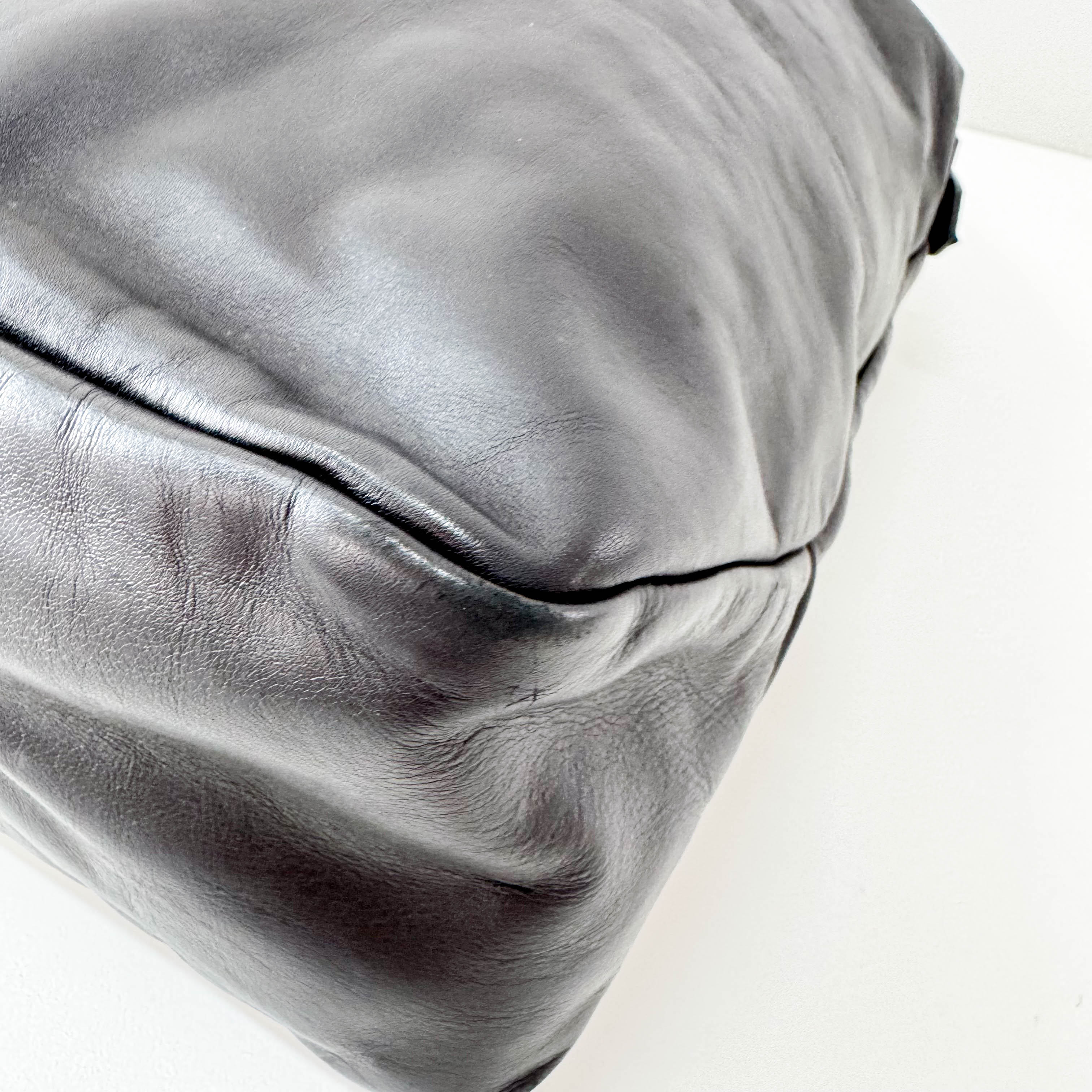 Horsebit Black Leather Hobo Shoulder Bag