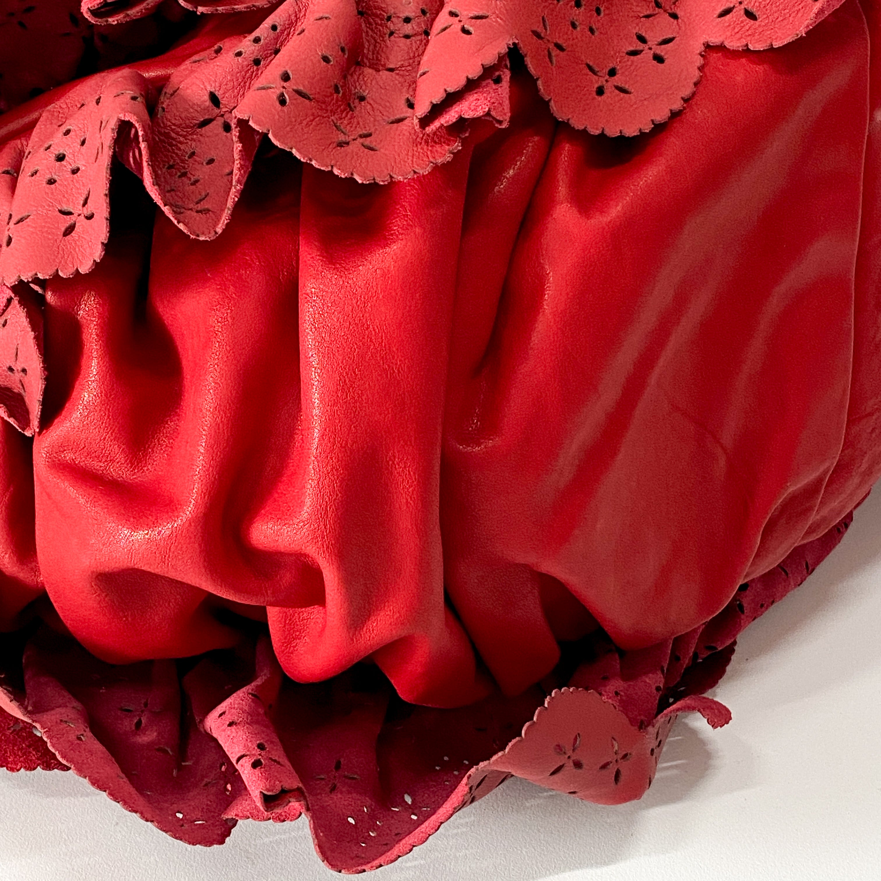 Red Frill Laser Cut Tote Bag