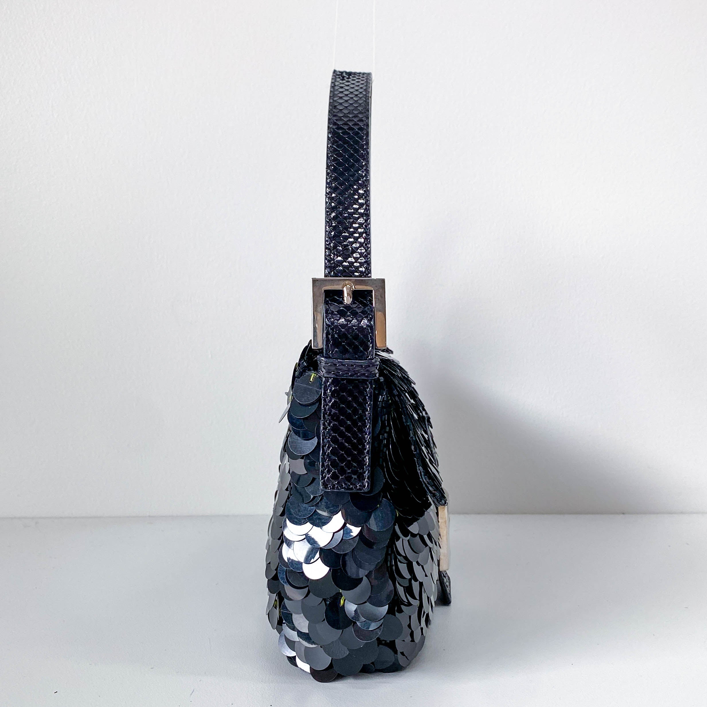 Baguette Black Sequin Shoulder Bag