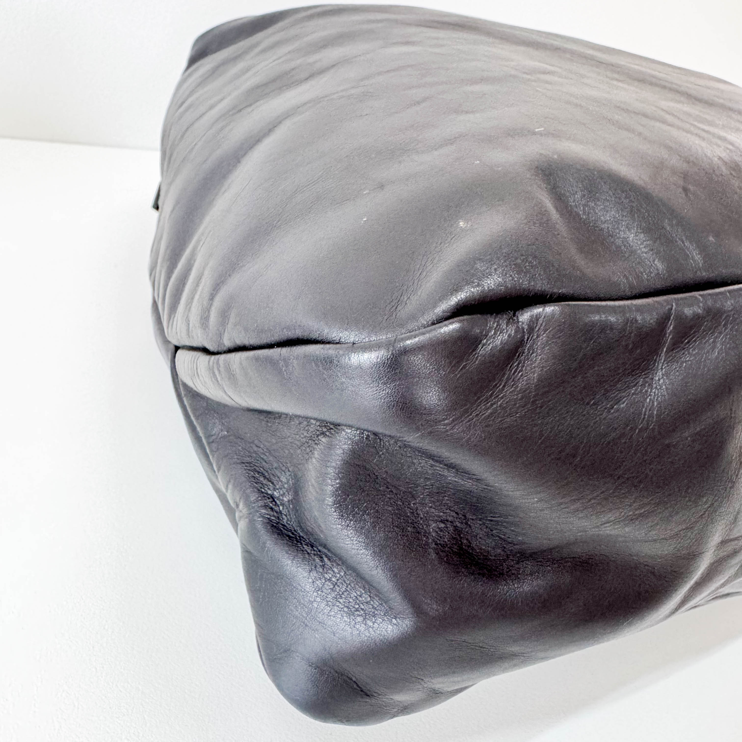 Horsebit Black Leather Hobo Shoulder Bag