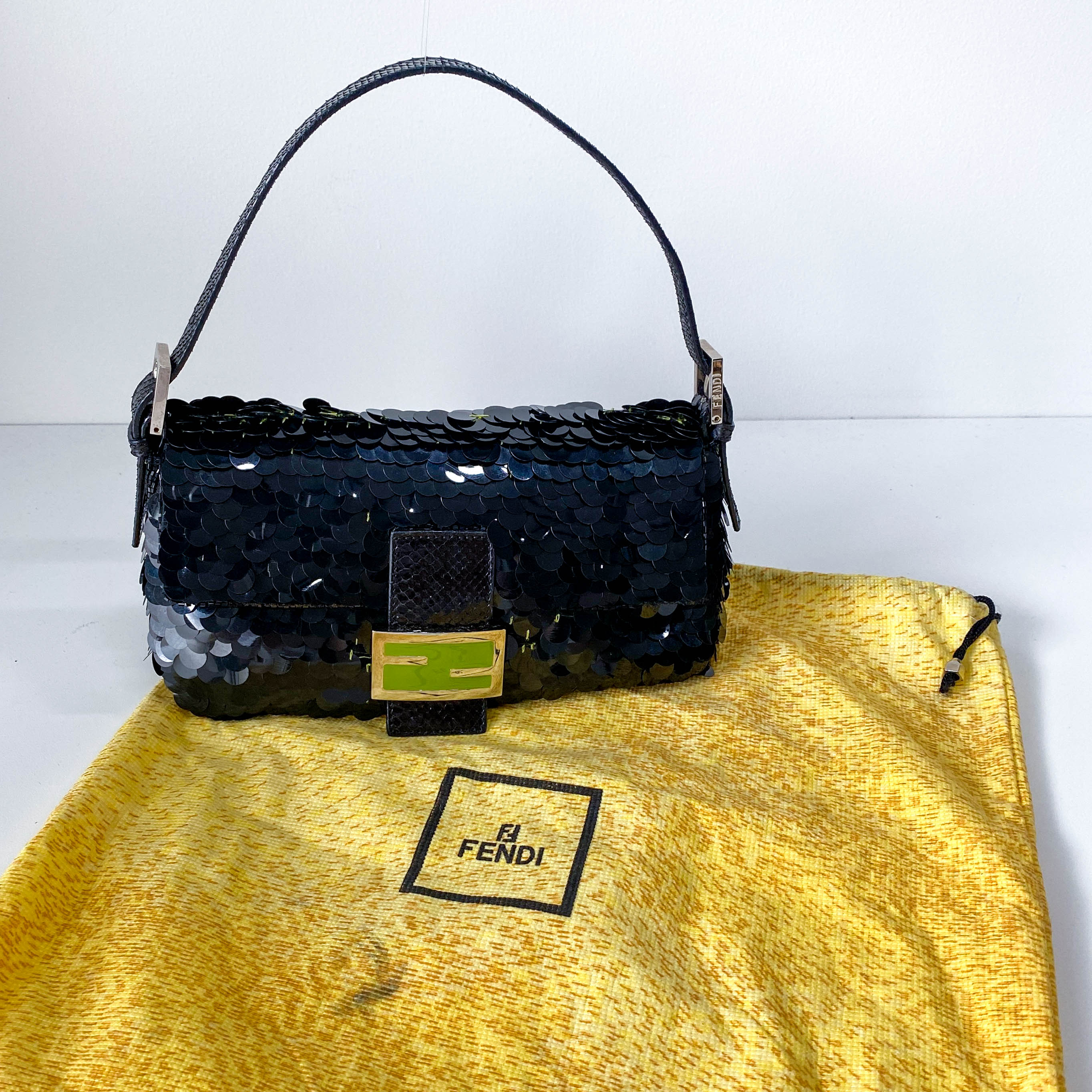 Baguette Black Sequin Shoulder Bag