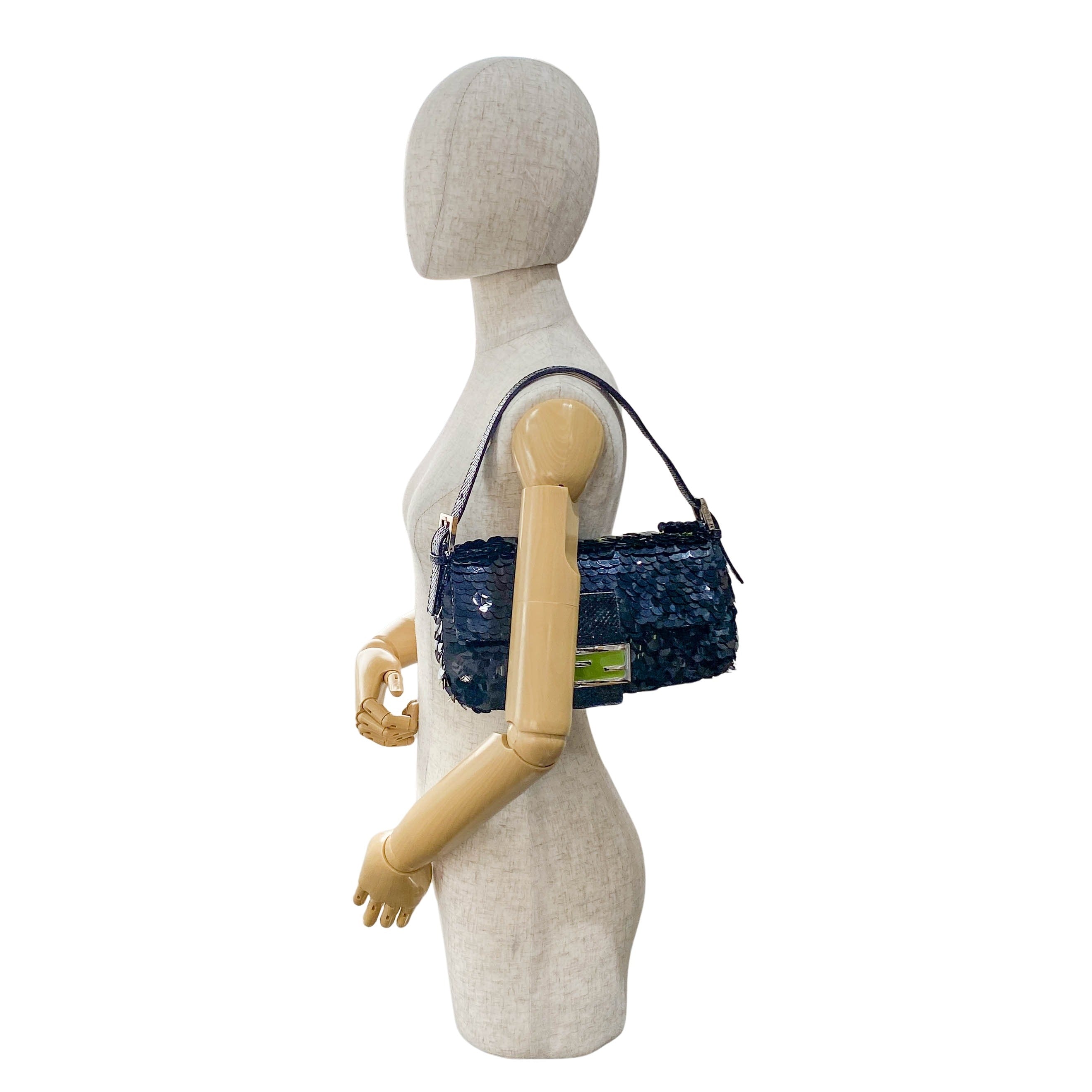 Baguette Black Sequin Shoulder Bag