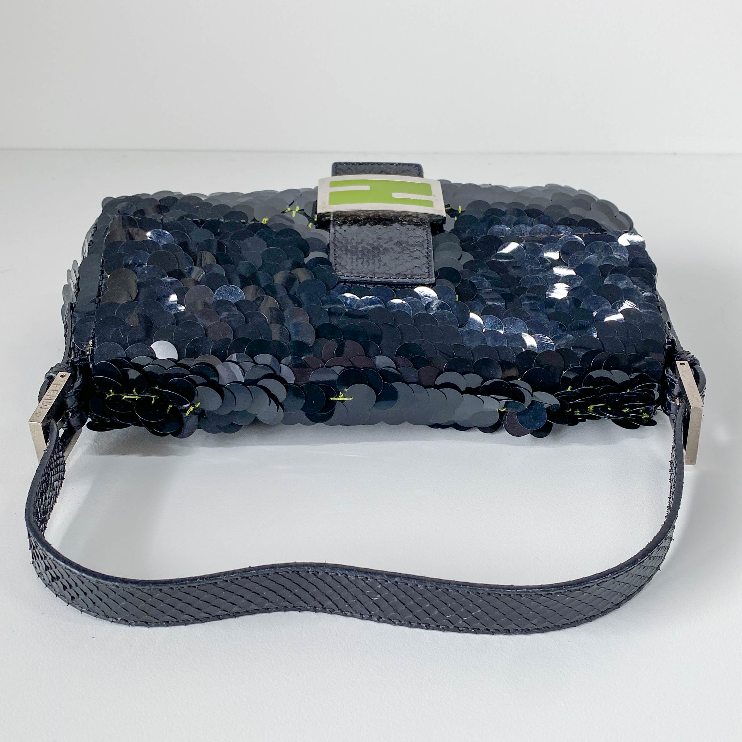 Baguette Black Sequin Shoulder Bag