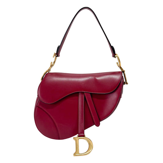 Saddle Red Leather Shoulder Bag