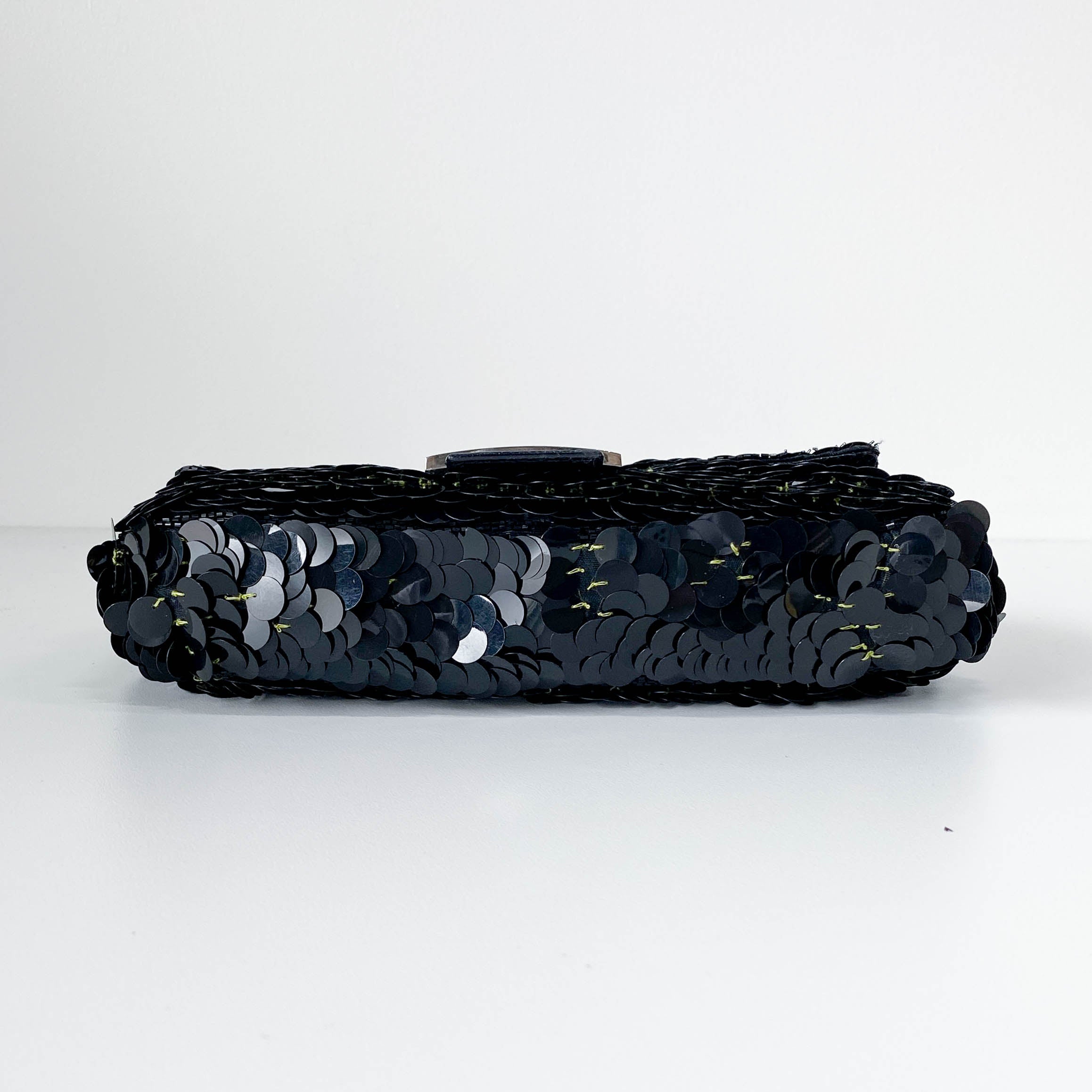 Baguette Black Sequin Shoulder Bag