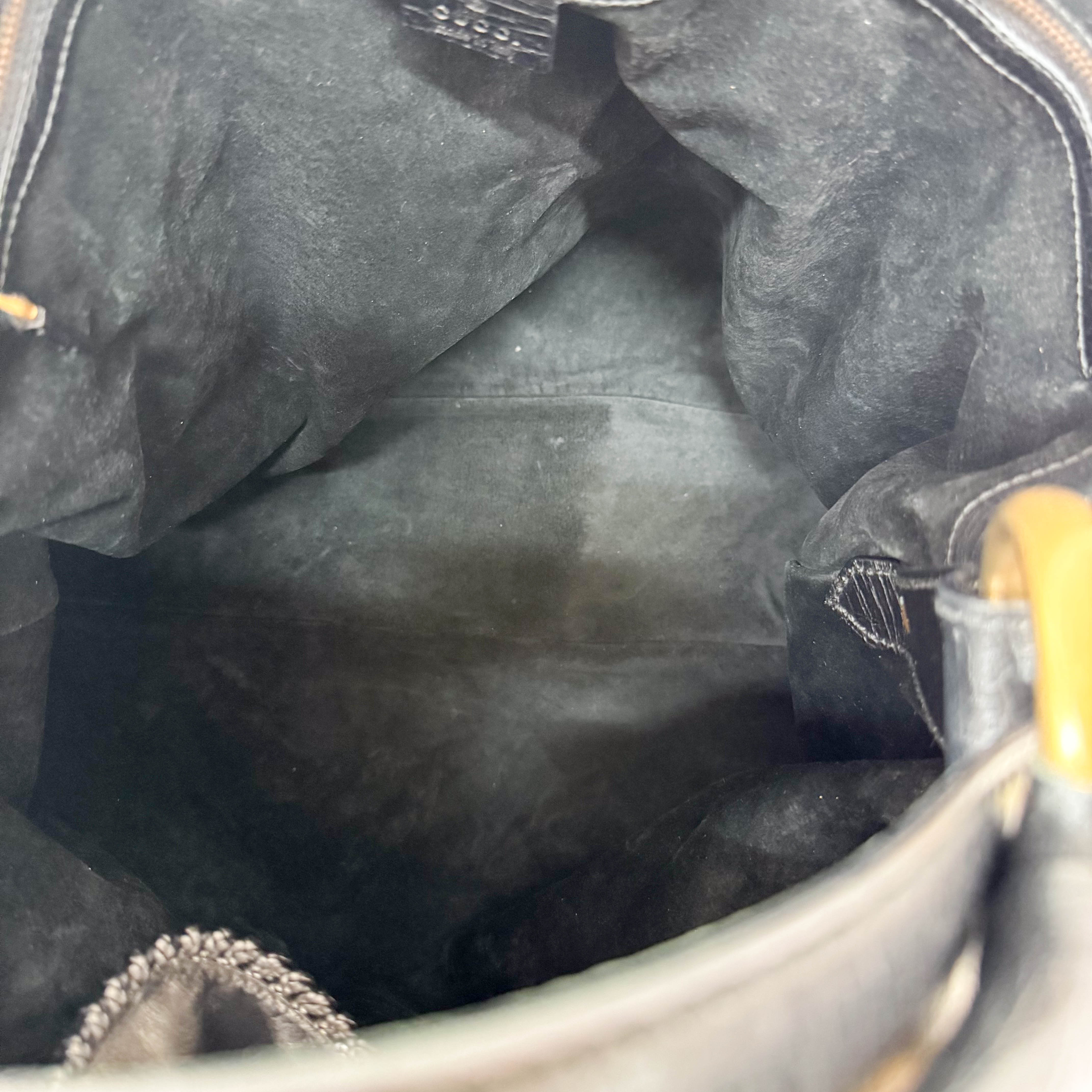 Horsebit Black Leather Hobo Shoulder Bag