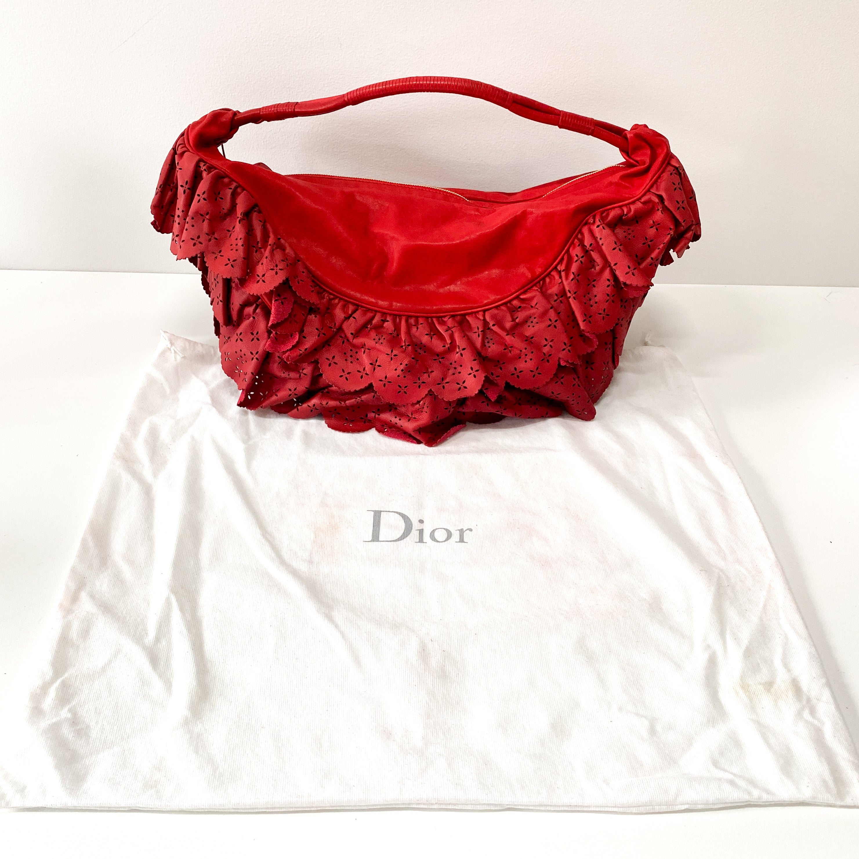 Red Frill Laser Cut Tote Bag