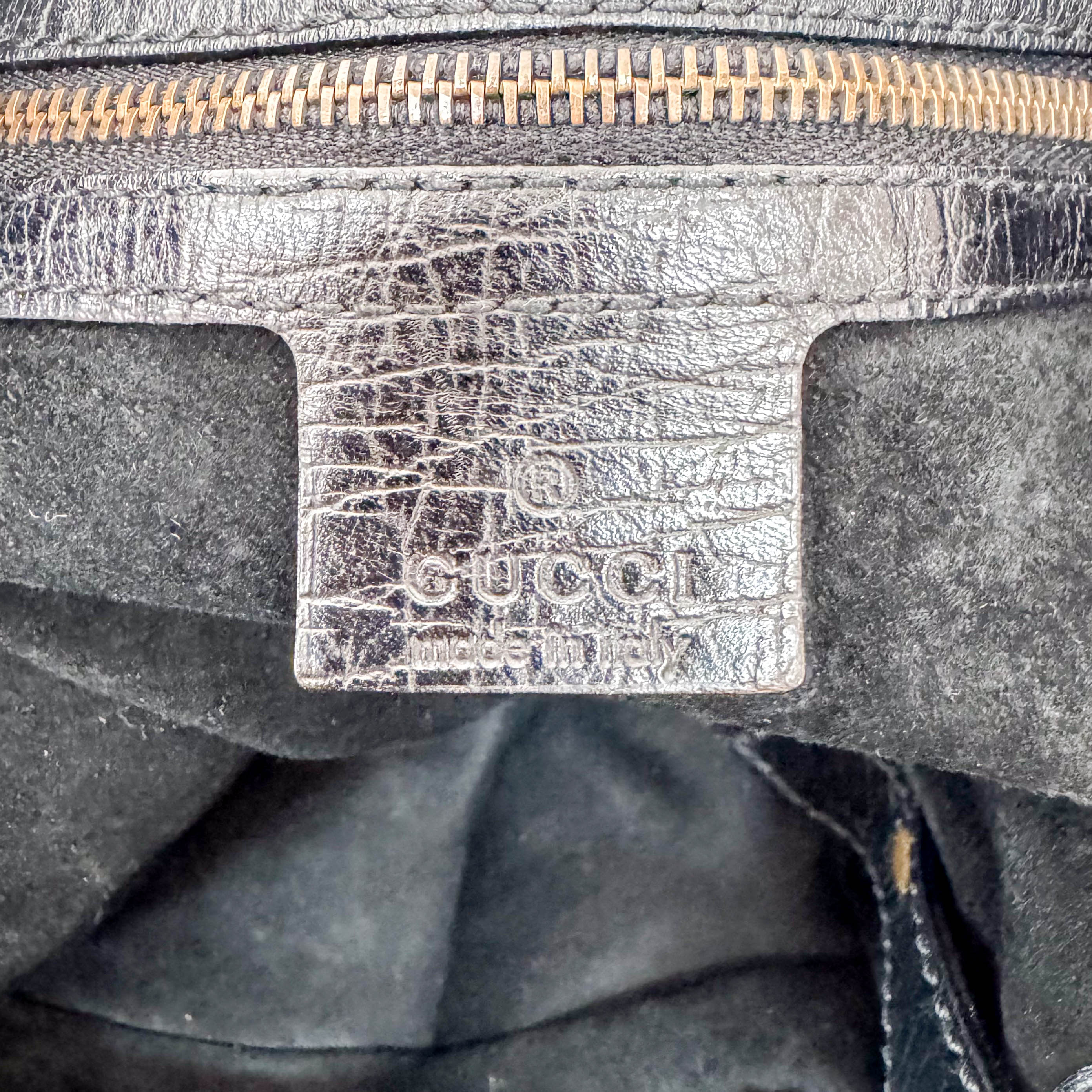 Horsebit Black Leather Hobo Shoulder Bag