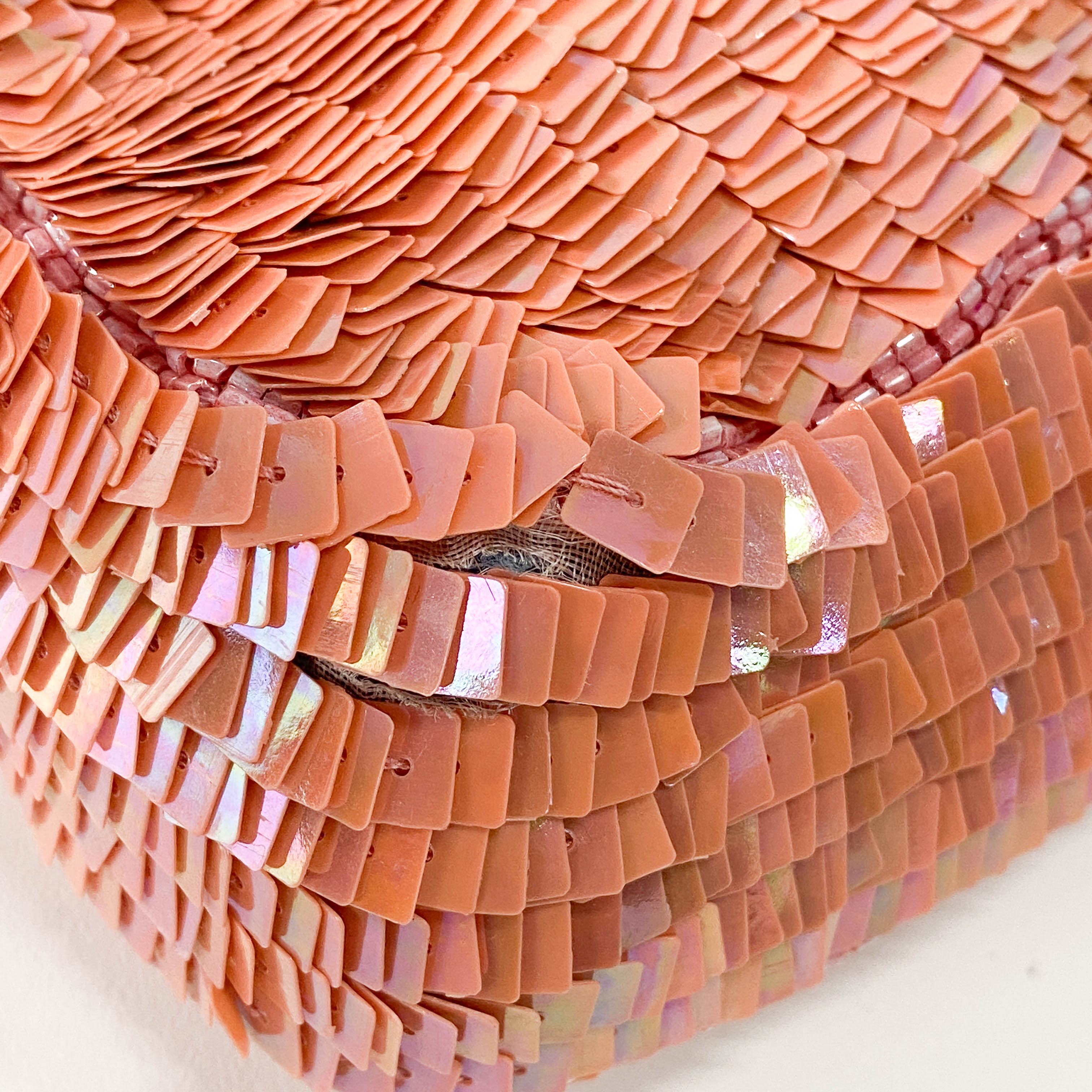 Baguette Pink Beads & Lizard Leather Shoulder Bag