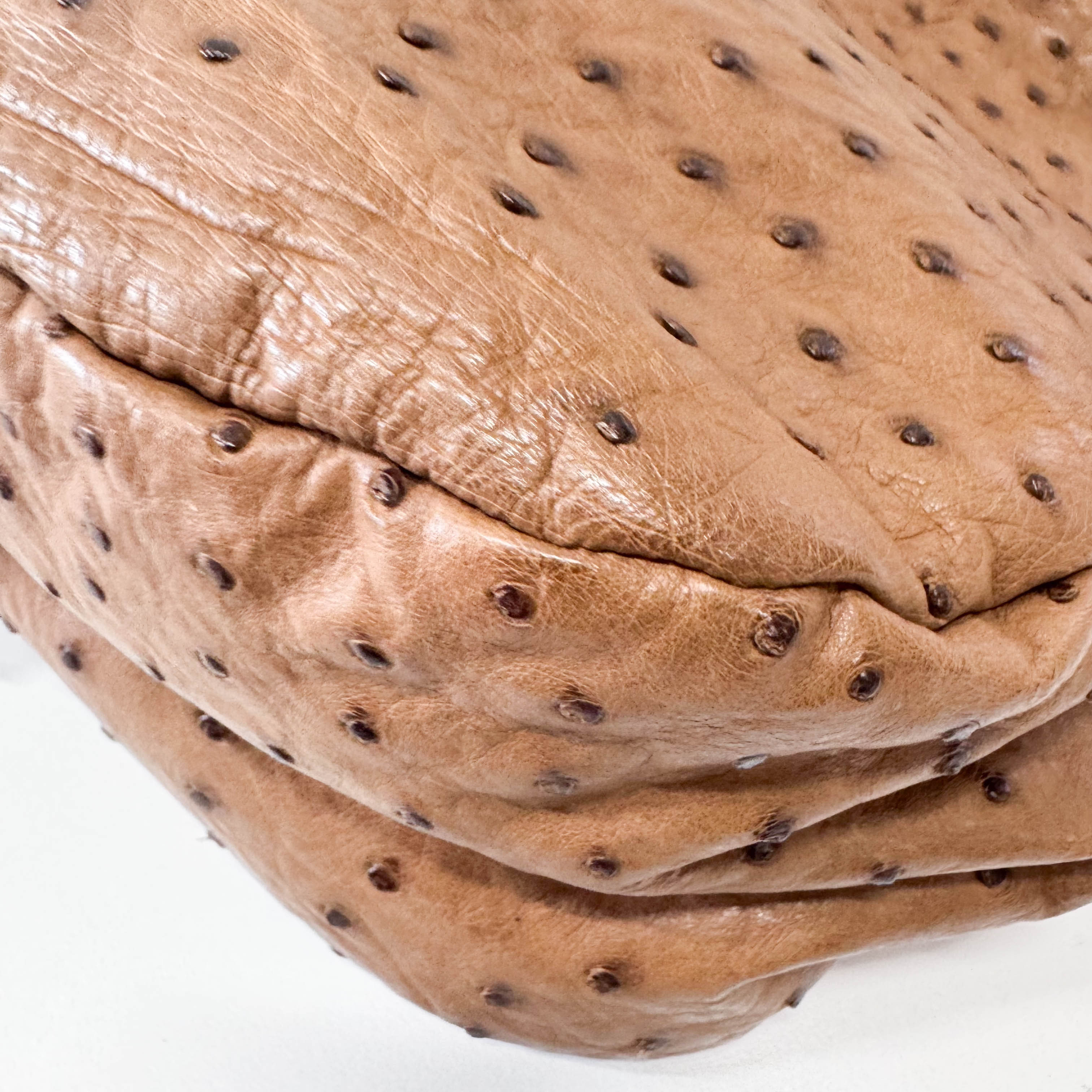 Brown Ostrich Leather Shoulder Bag