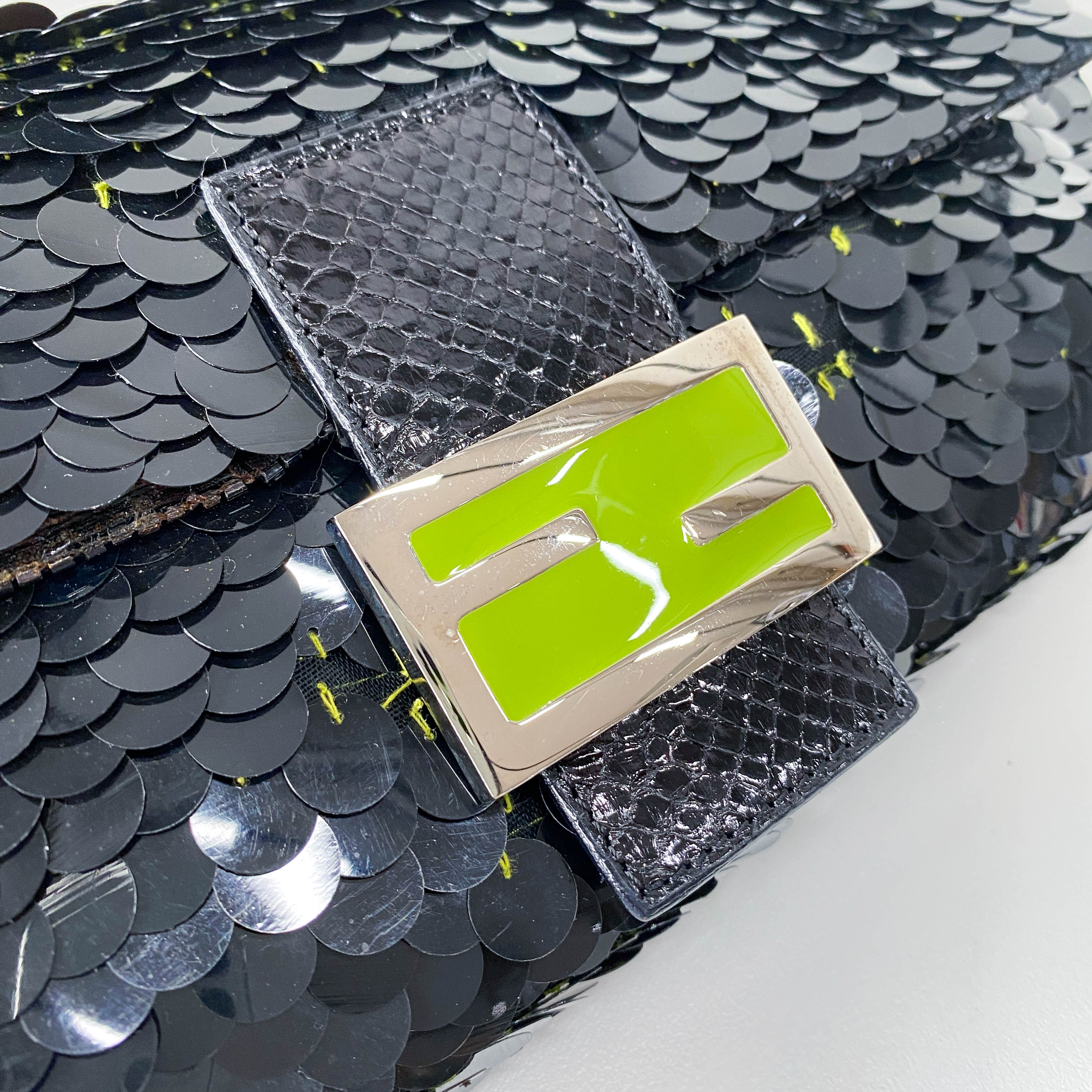 Baguette Black Sequin Shoulder Bag