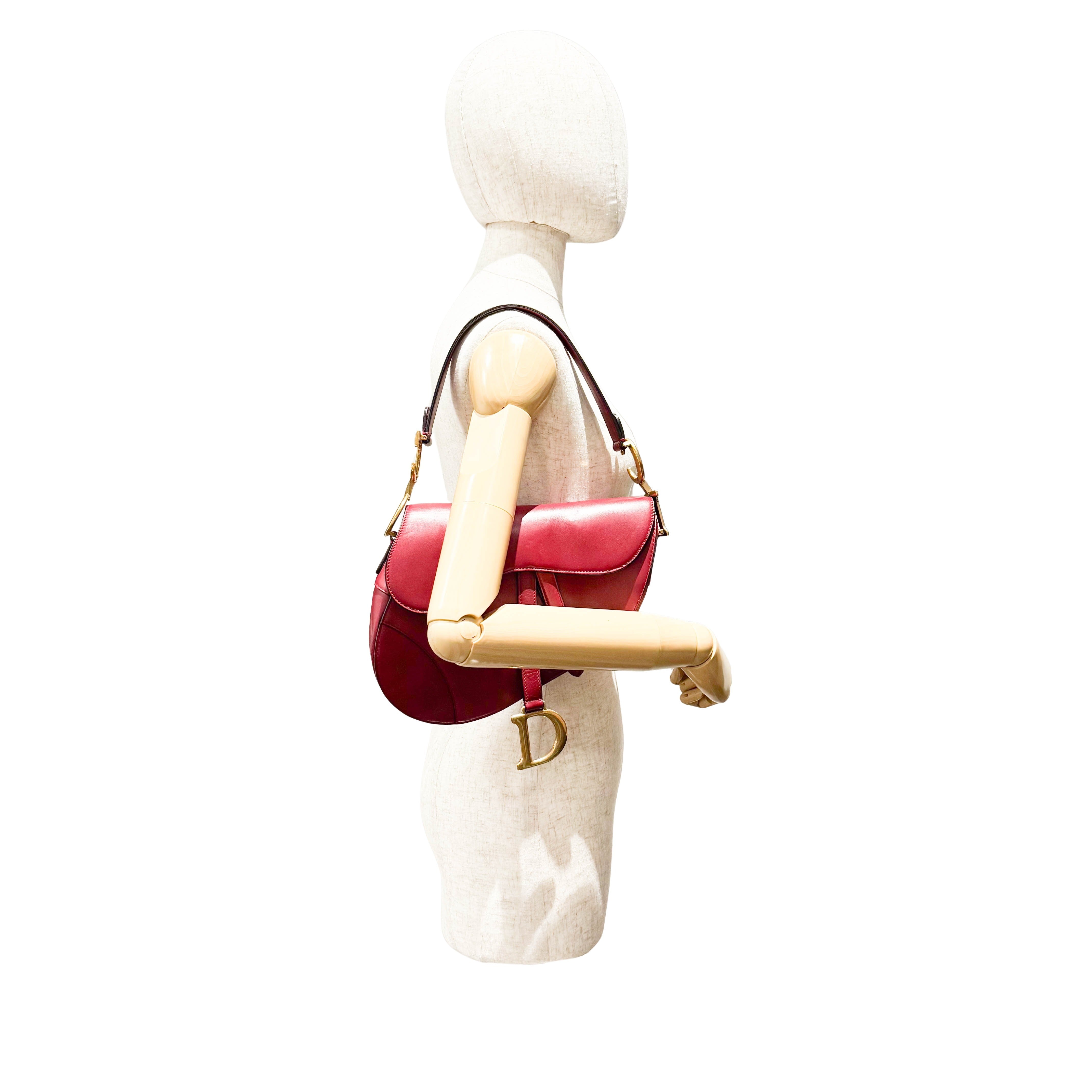 Mini Saddle Red Leather Shoulder Bag