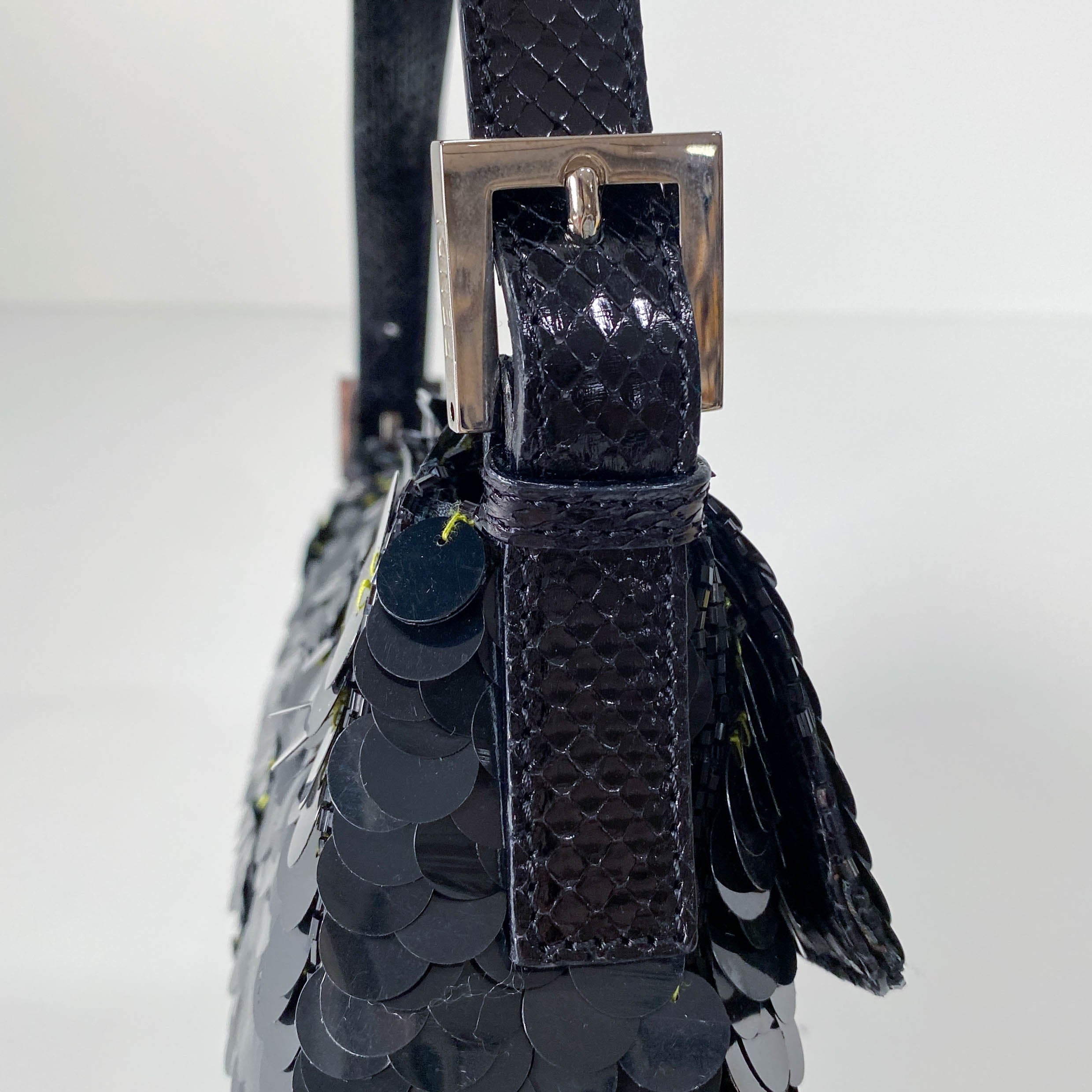 Baguette Black Sequin Shoulder Bag