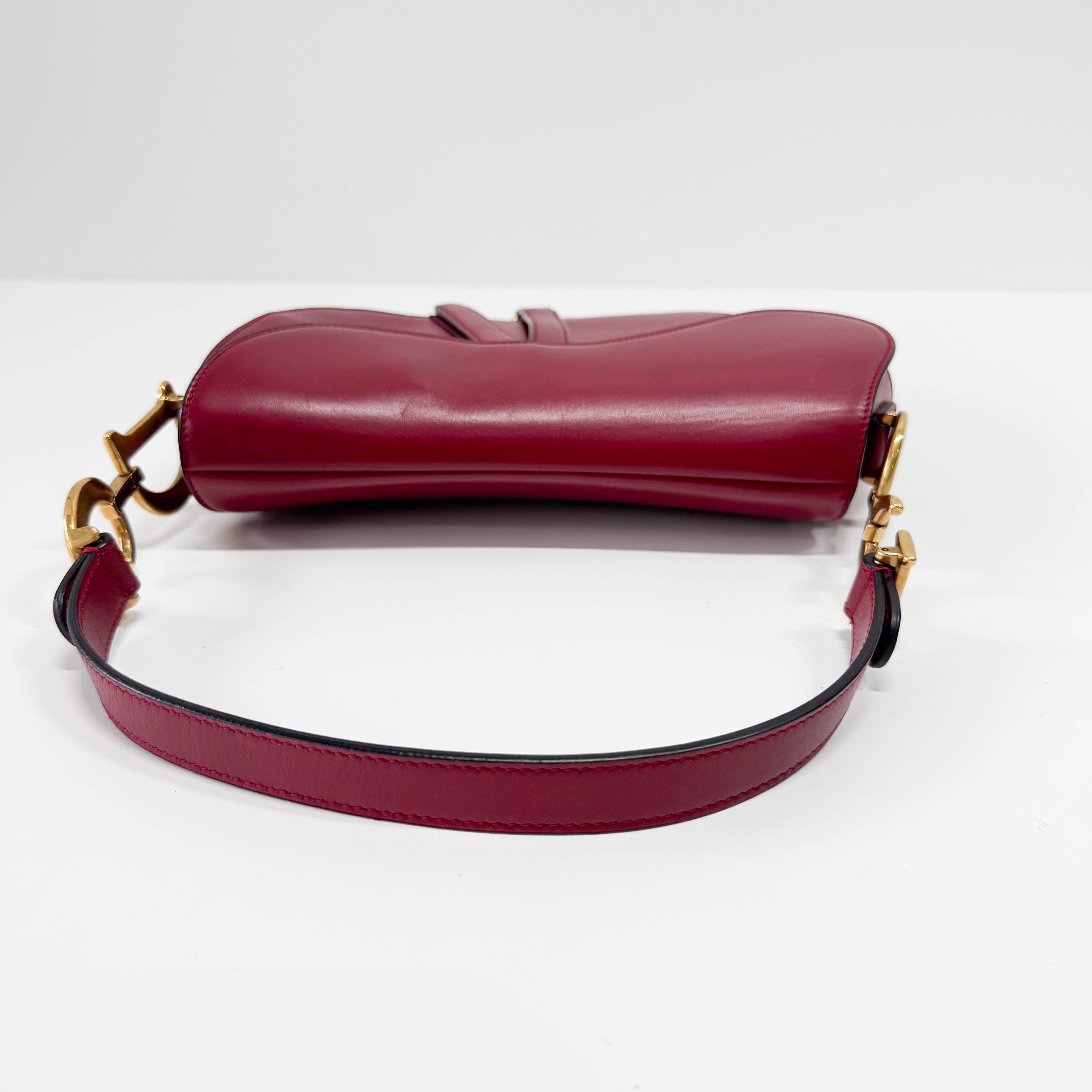 Mini Saddle Red Leather Shoulder Bag