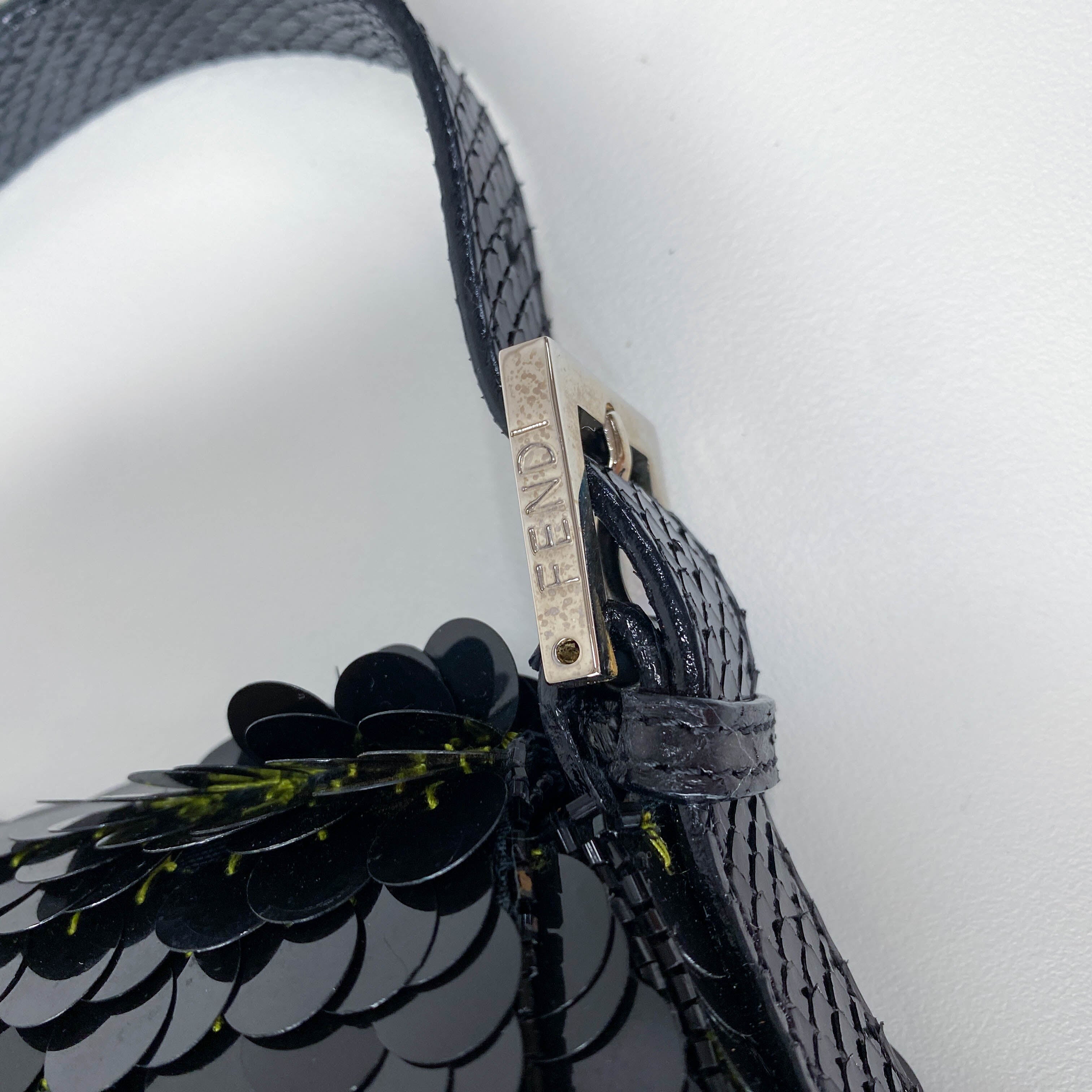 Baguette Black Sequin Shoulder Bag