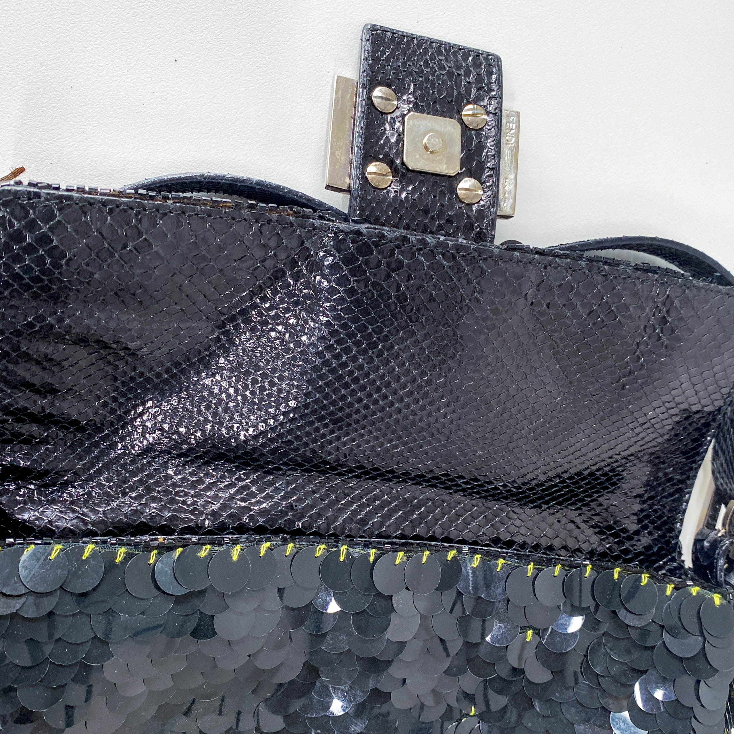 Baguette Black Sequin Shoulder Bag