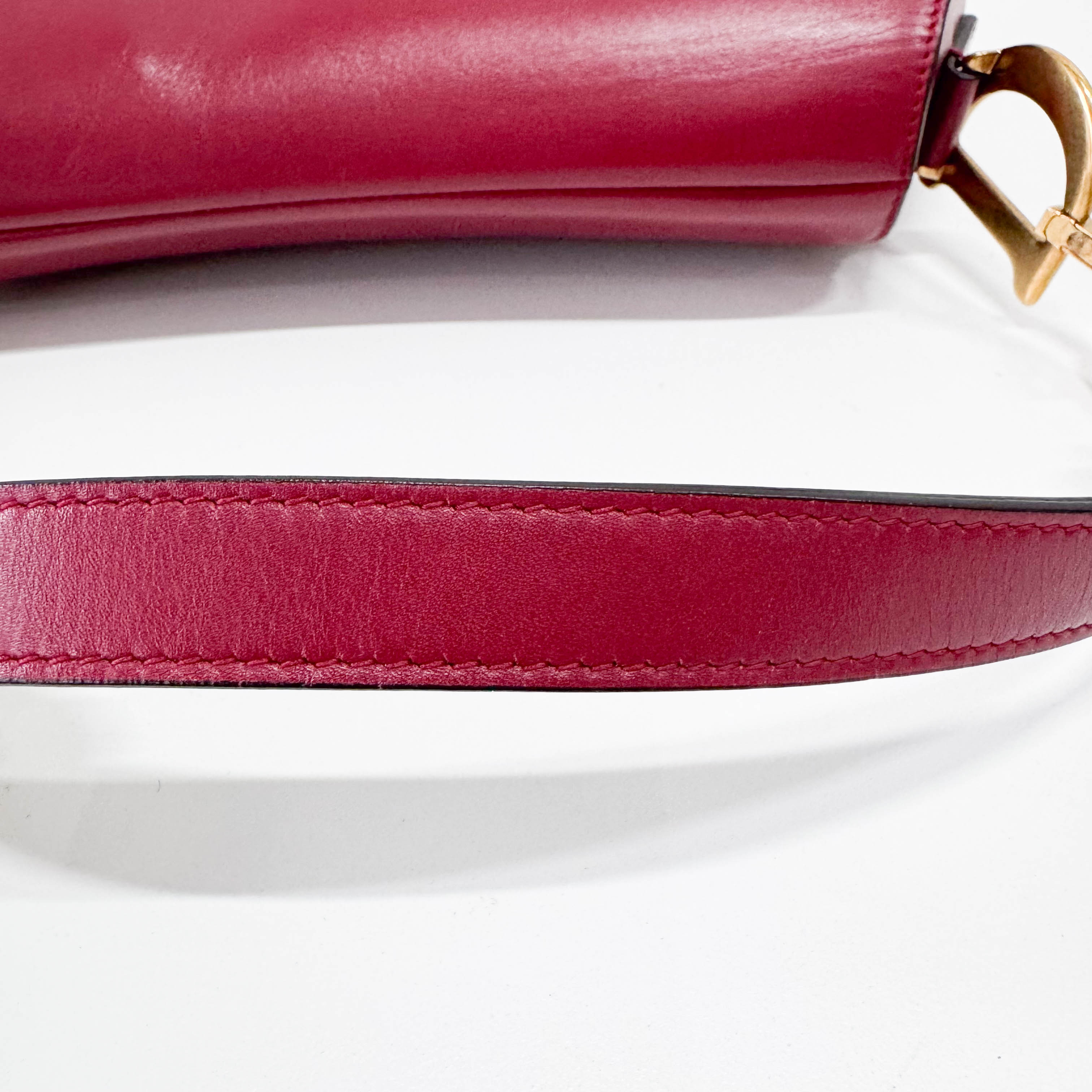 Mini Saddle Red Leather Shoulder Bag
