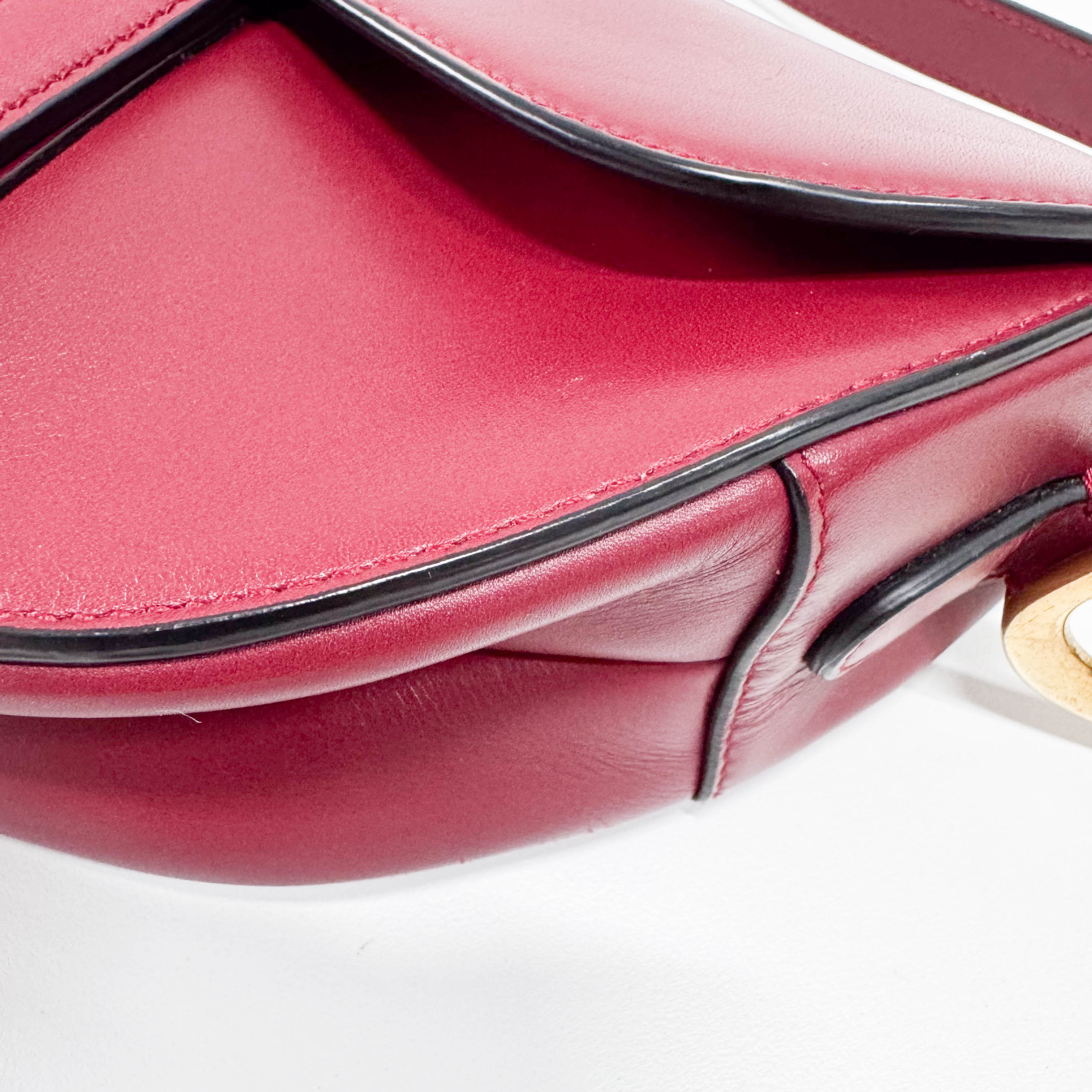 Mini Saddle Red Leather Shoulder Bag