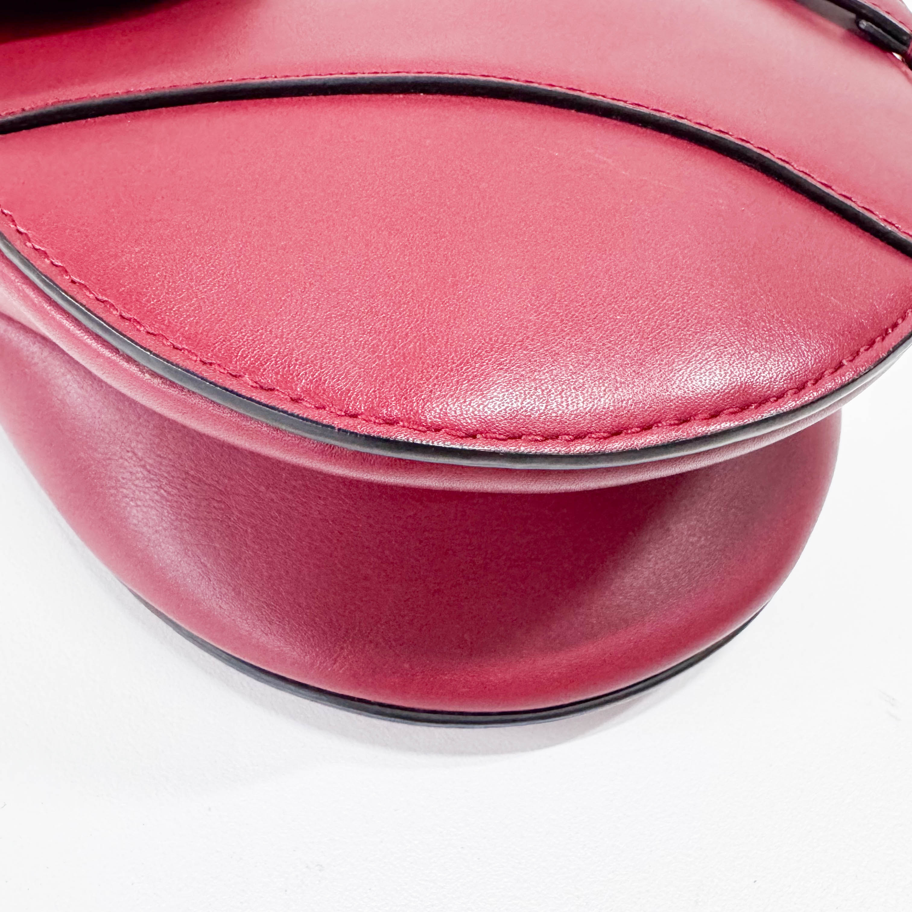 Mini Saddle Red Leather Shoulder Bag