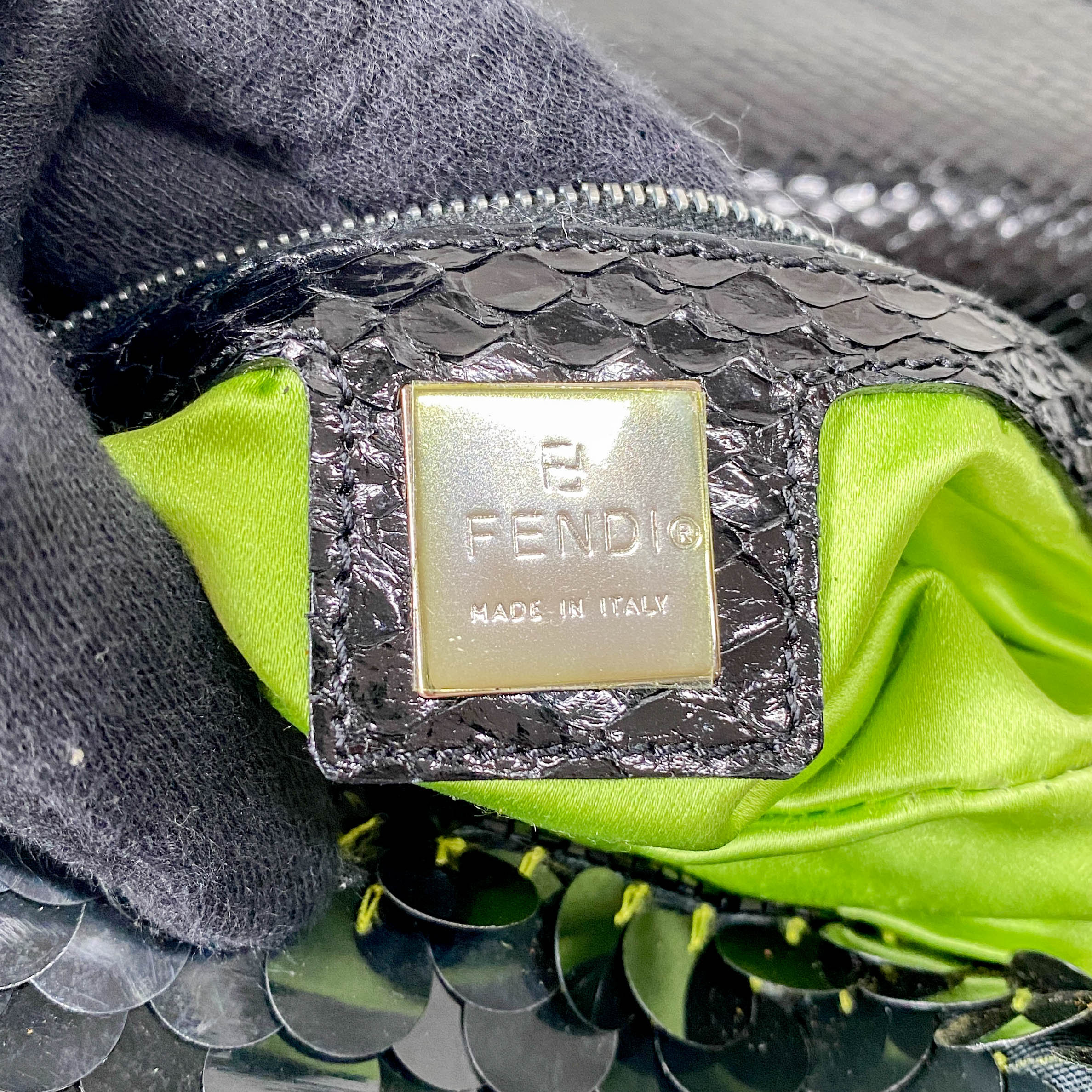 Baguette Black Sequin Shoulder Bag