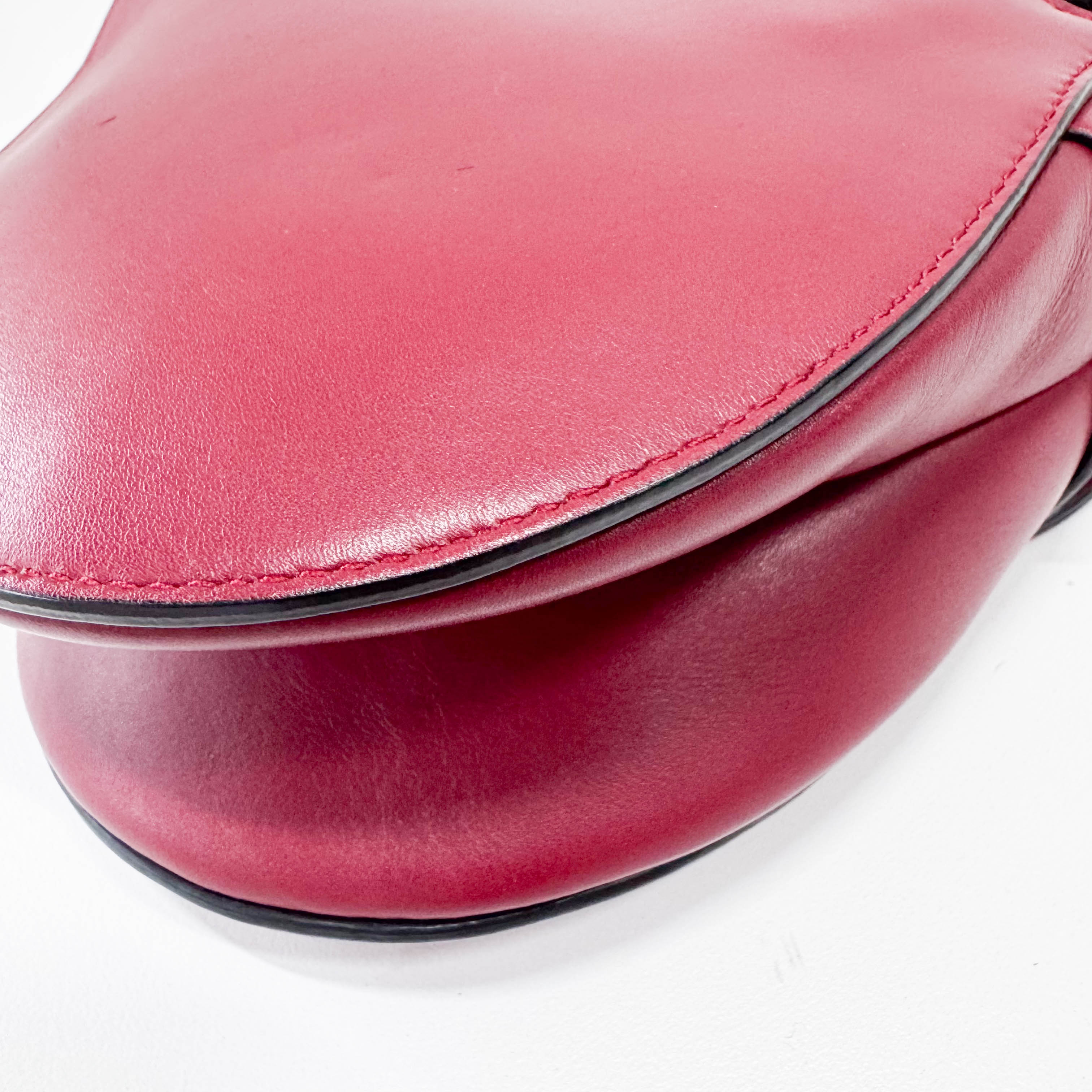 Mini Saddle Red Leather Shoulder Bag