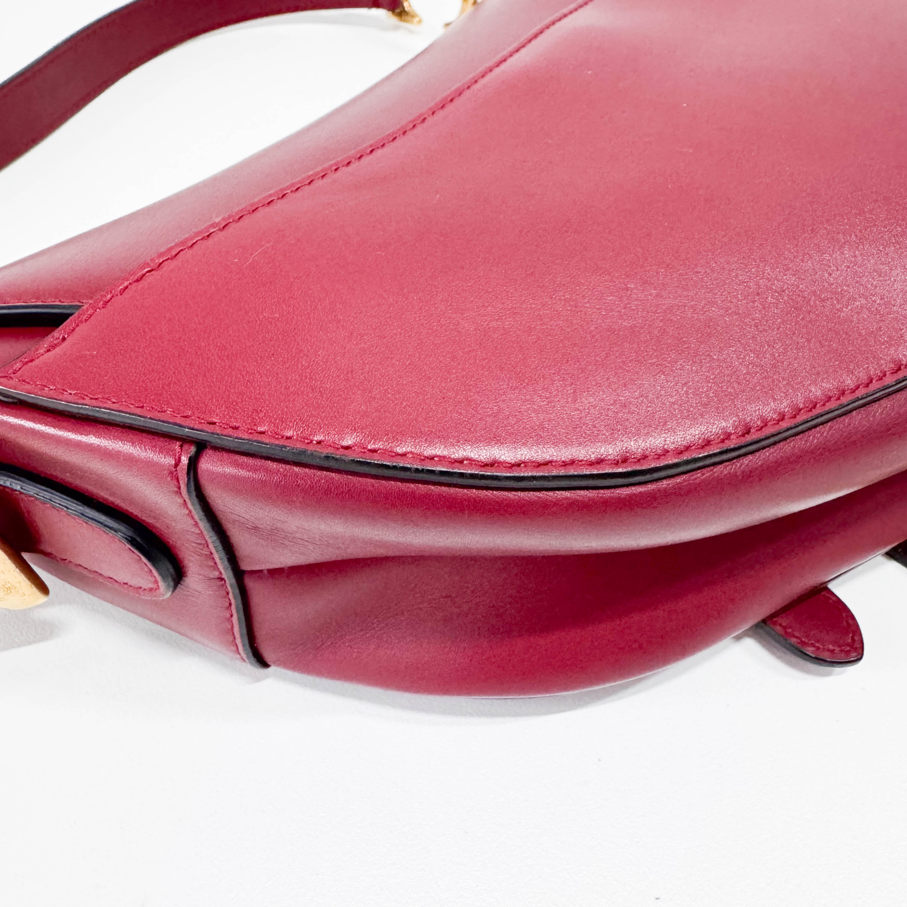 Mini Saddle Red Leather Shoulder Bag