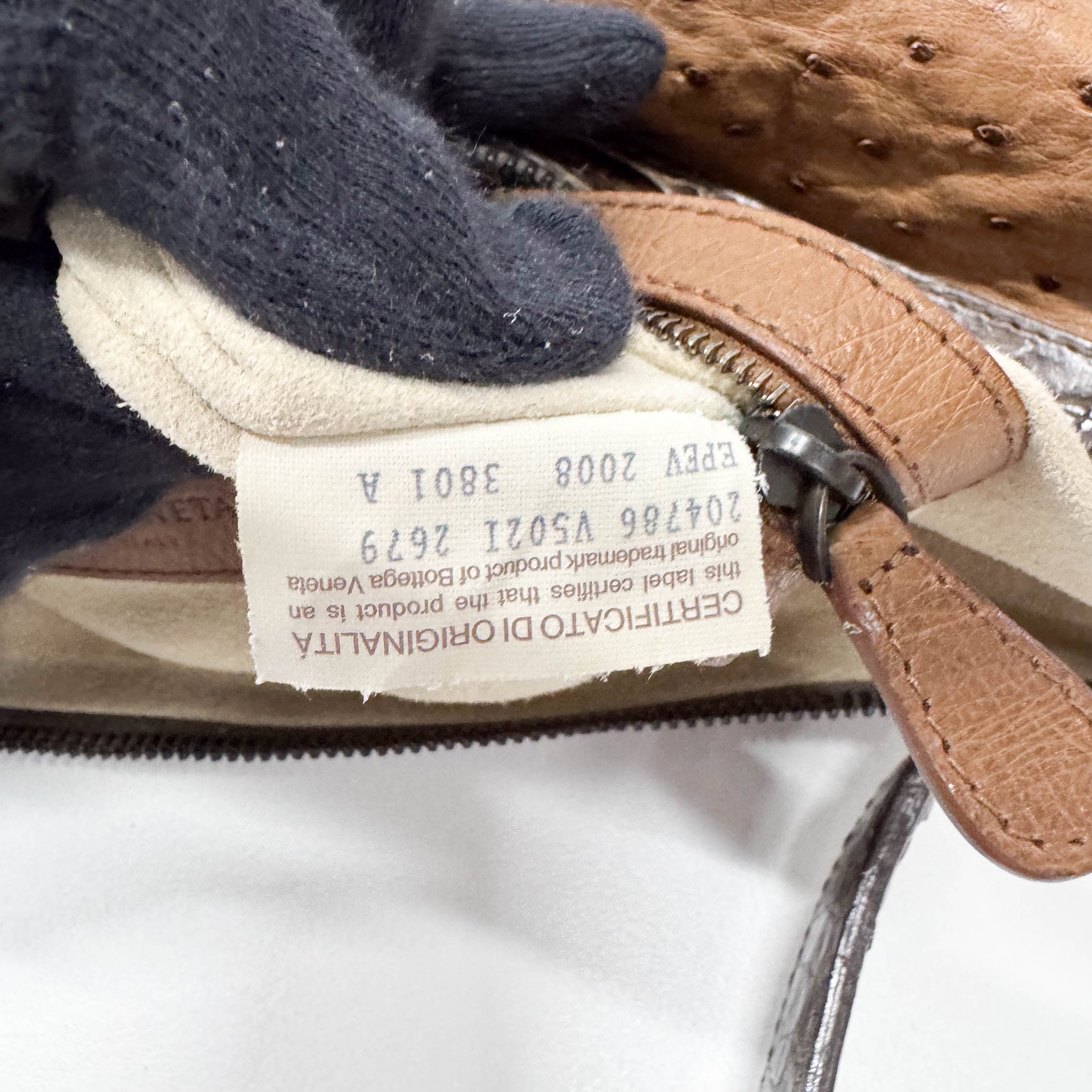 Brown Ostrich Leather Shoulder Bag