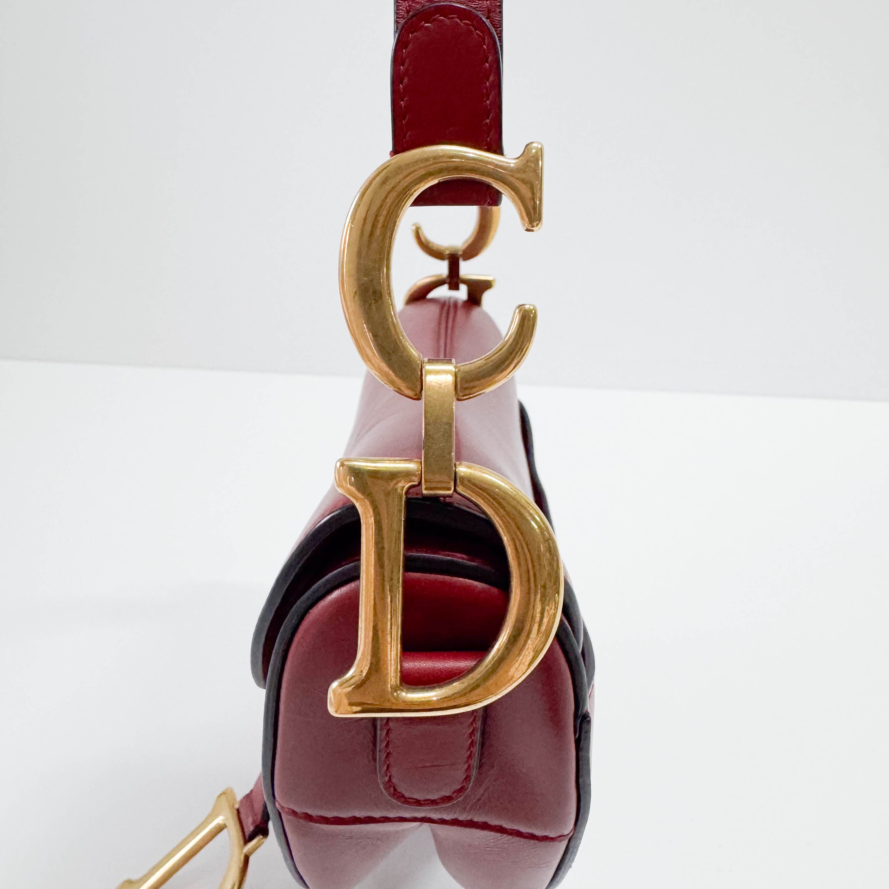 Mini Saddle Red Leather Shoulder Bag