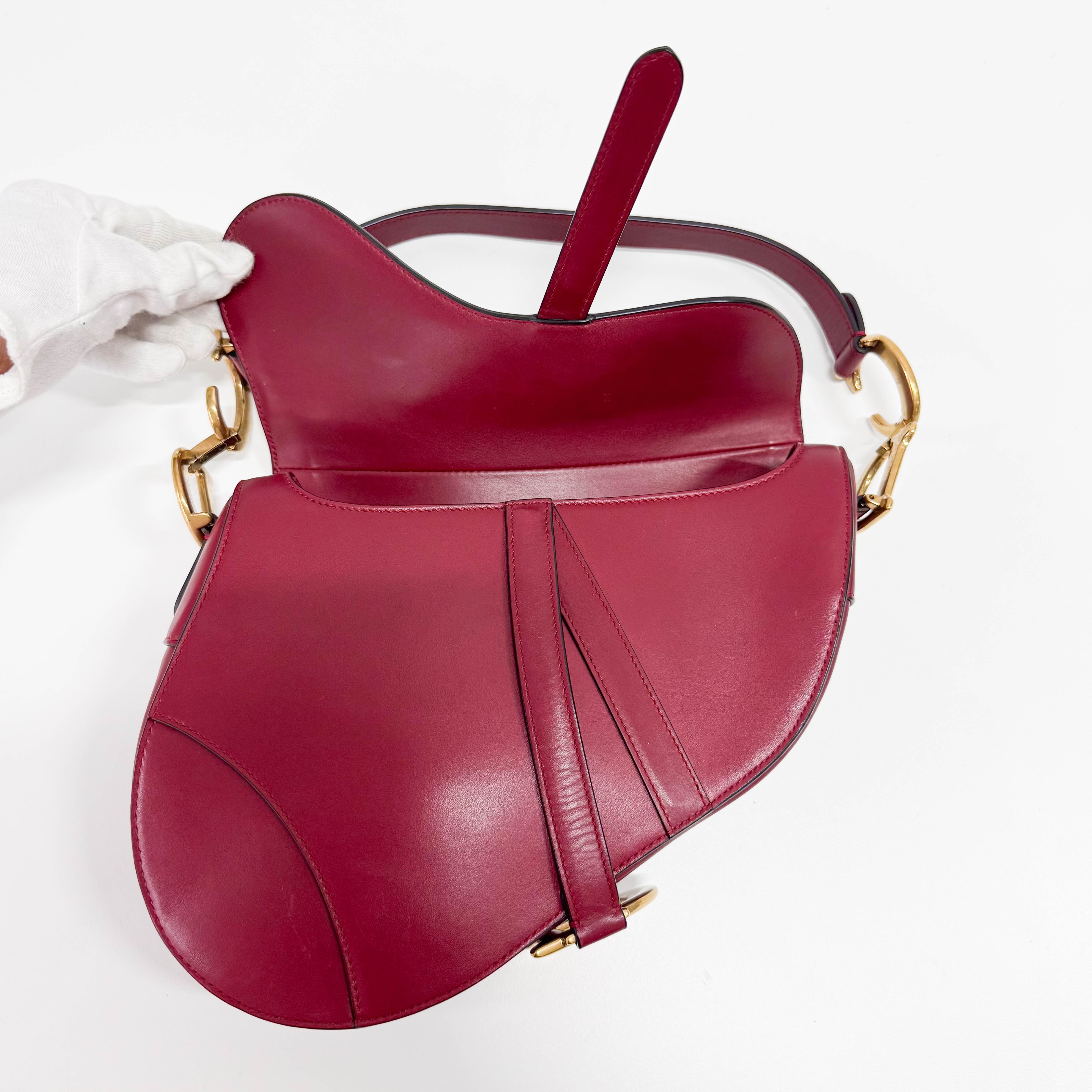 Mini Saddle Red Leather Shoulder Bag