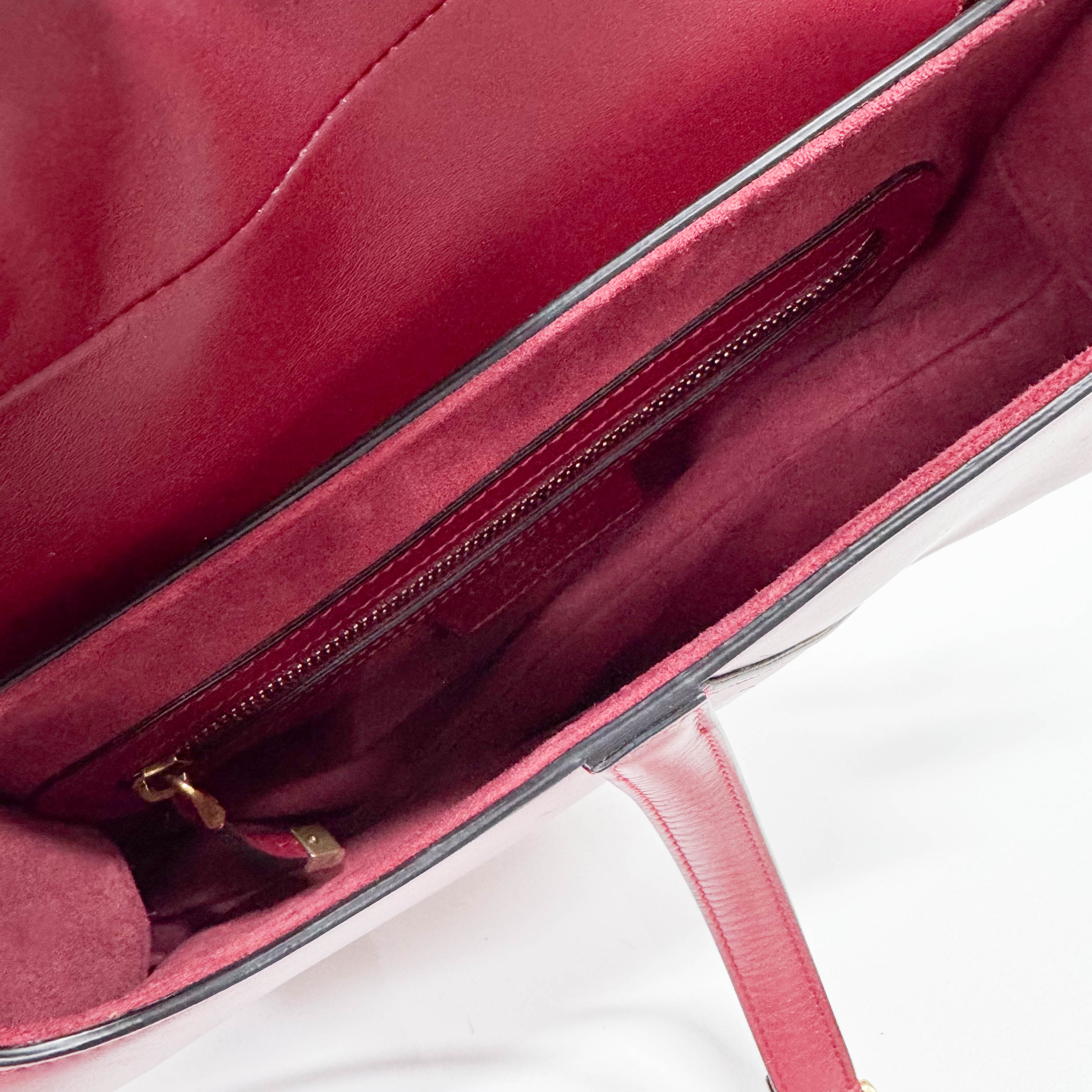 Mini Saddle Red Leather Shoulder Bag