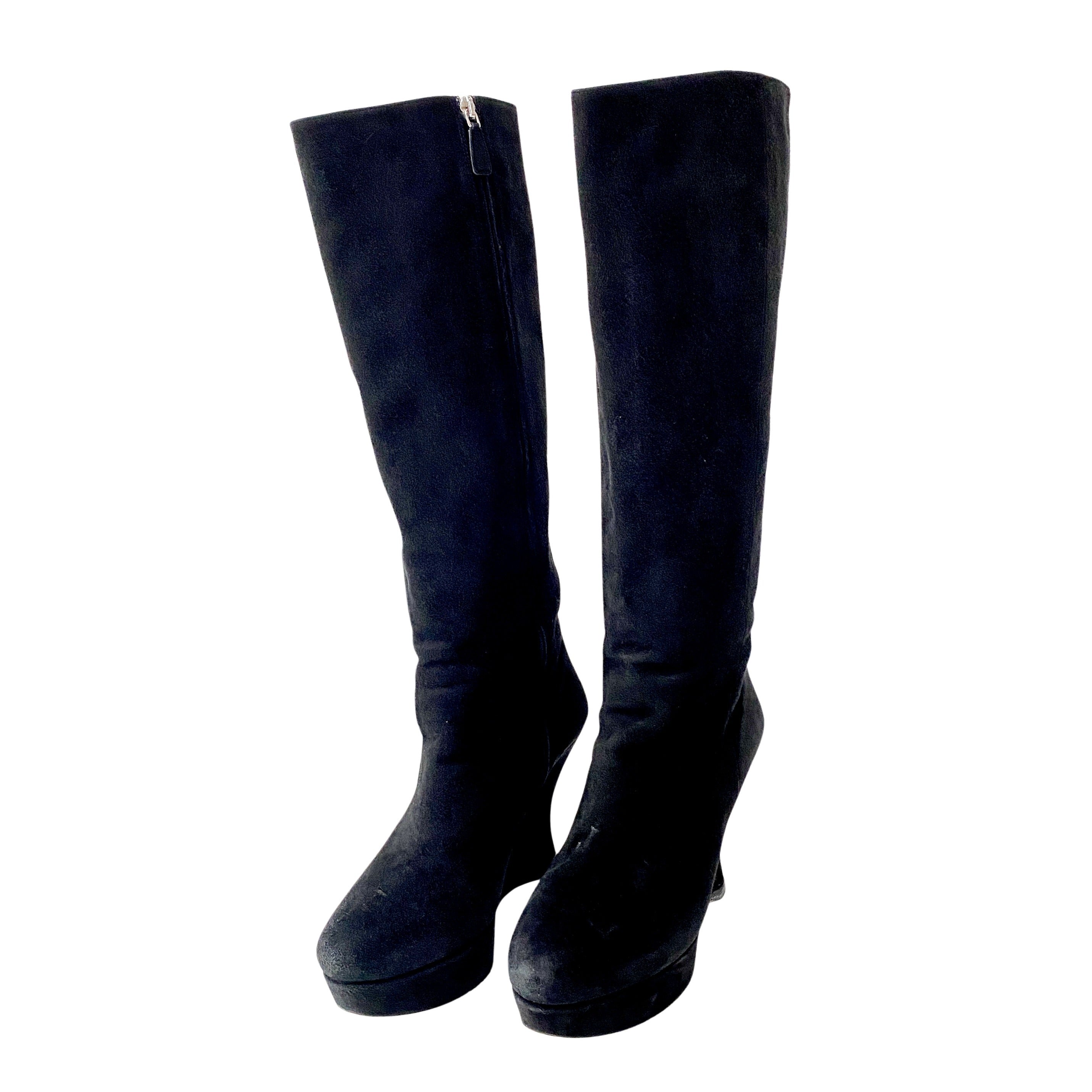 Black Suede Long Boots