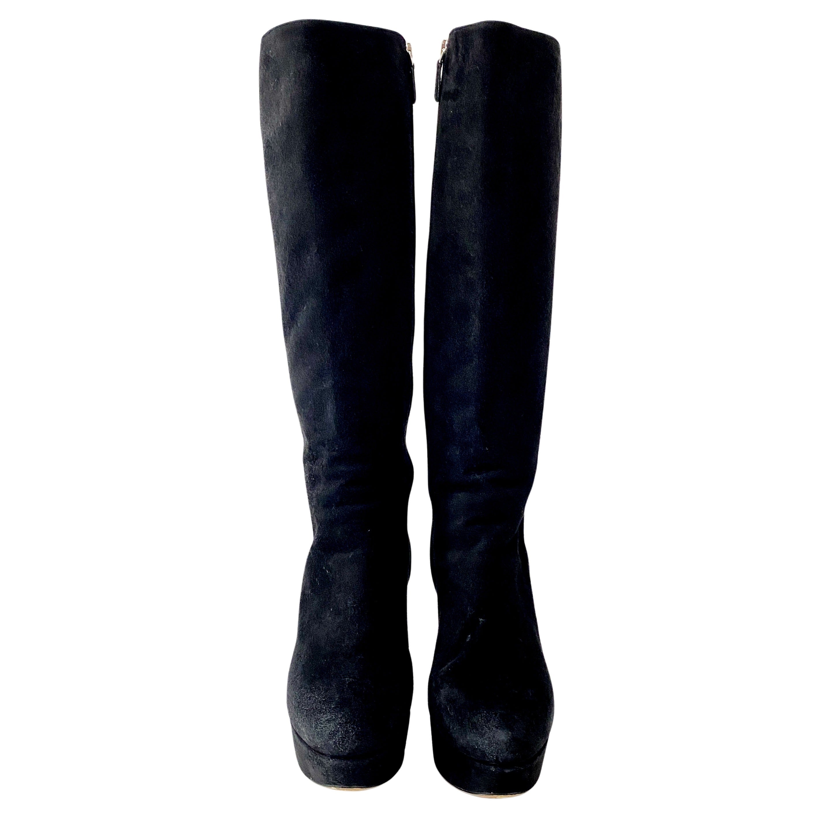 Black Suede Long Boots