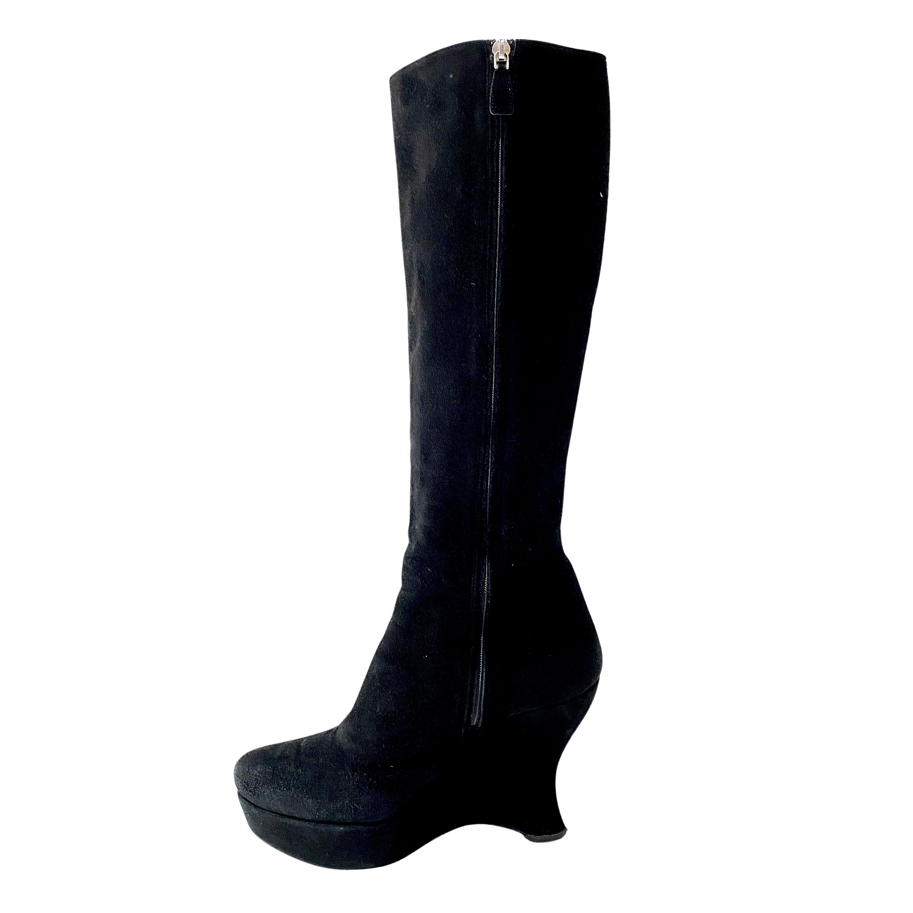 Black Suede Long Boots