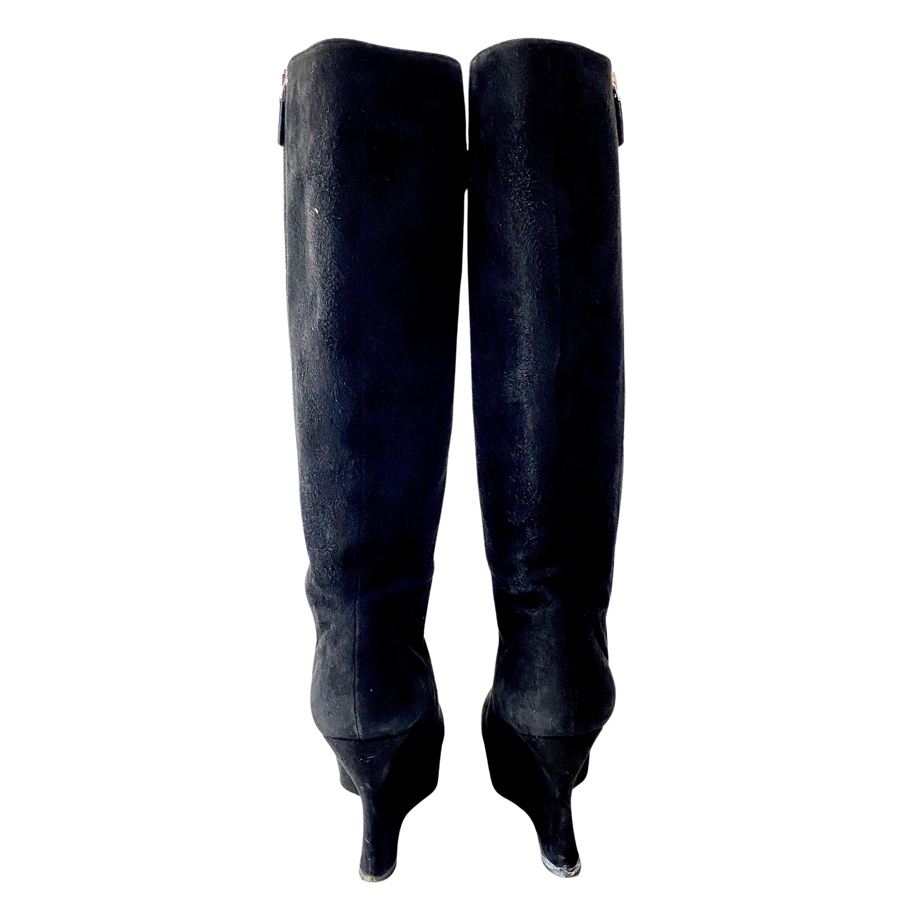 Black Suede Long Boots