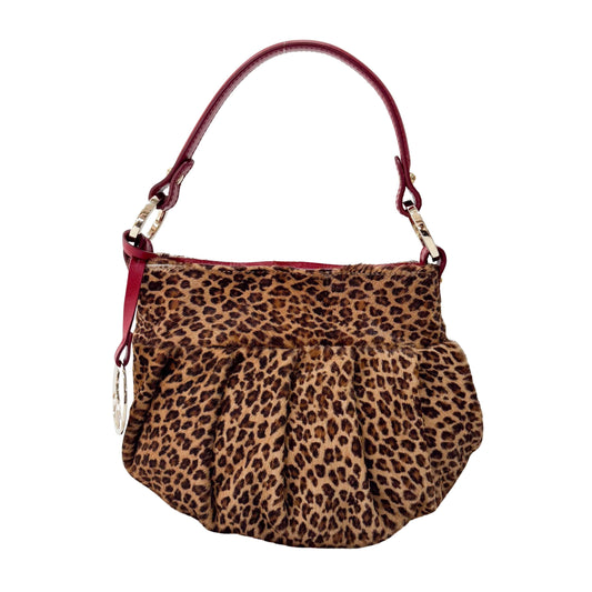 Yellow Leopard Print Pony Hair Shoulder Bag