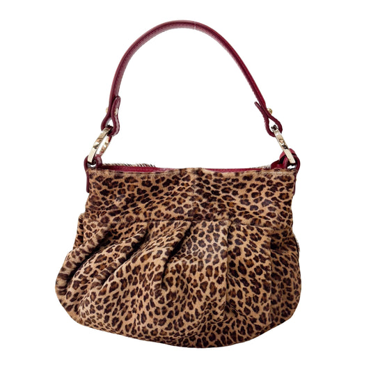 Yellow Leopard Print Pony Hair Shoulder Bag